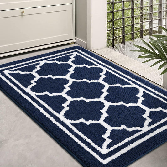 Colorxy Indoor Door Mat, Non-Slip Absorbent Resist Dirt Door Mats Indoor, Durable Low-Profile Front Door Mats, Washable Welcome Mat Entrance Mat Indoor, 48"x32",Navy