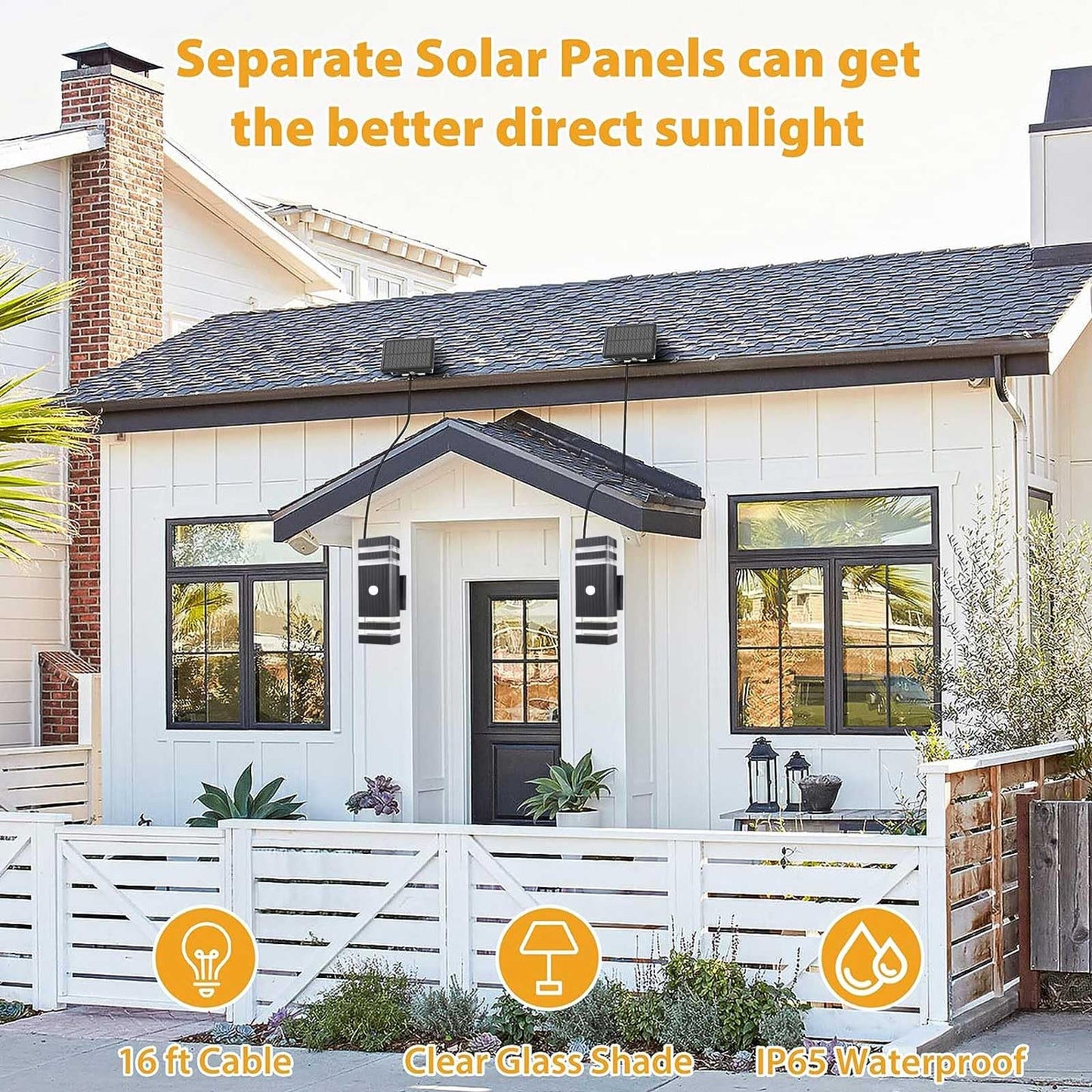 JESENBIL Solar Outdoor Wall Lights, Motion Sensor Solar Exterior Lighting Fixture, Wireless LED Waterproof Up Down Wall Sconce Aluminum Solar Porch Lights Wall Mount for Patio Front Door Garage