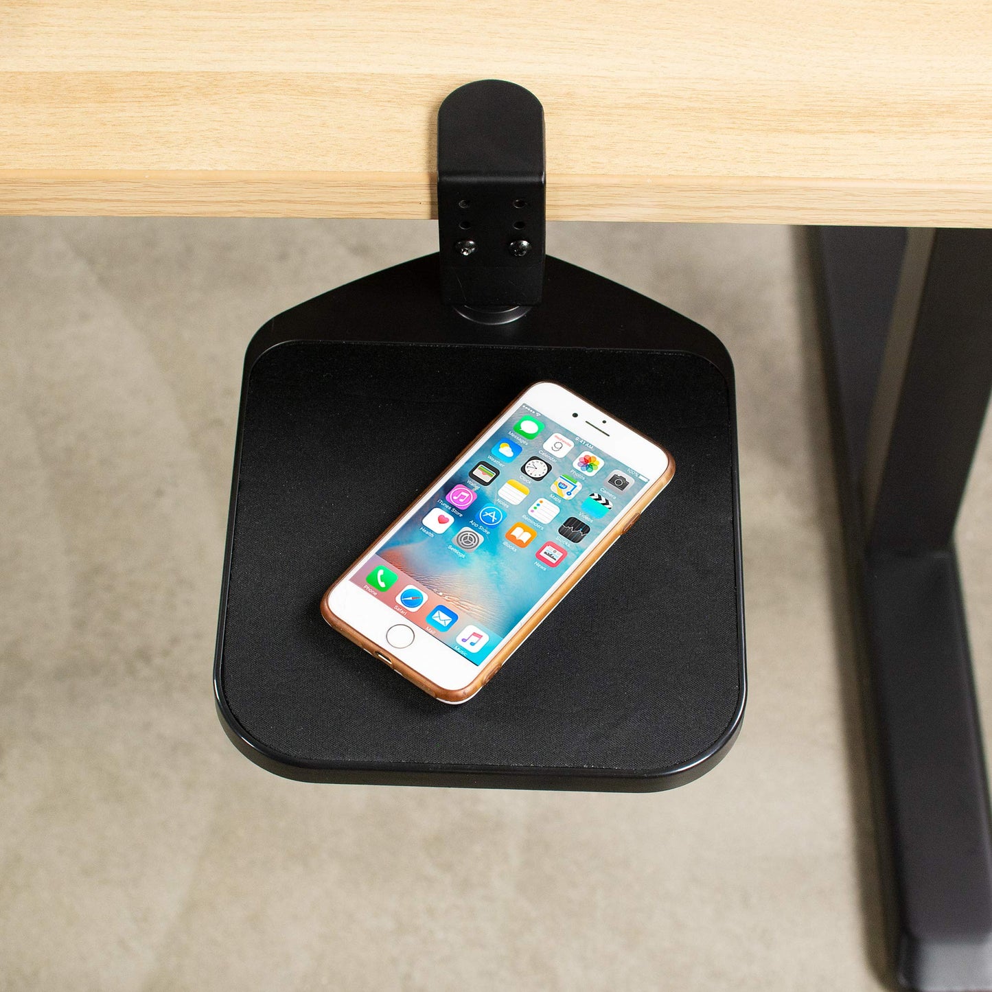 VIVO Clamp-on Mouse Pad Holder Platform, Adjustable Under Desk 360° Rotating Tray Rest Extension Attachment, up to 2 inch Desktops, Black, MOUNT-MS01A