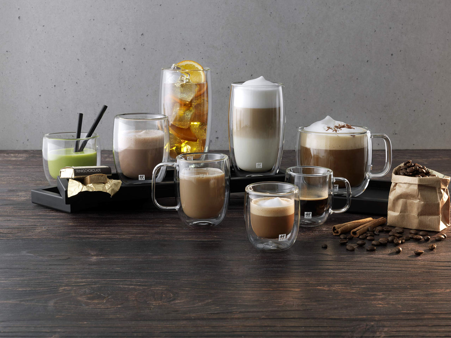 ZWILLING Sorrento Plus 2 Piece Insulated Double-Wall Borosilicate Glass Cappuccino Mug Set - 15oz