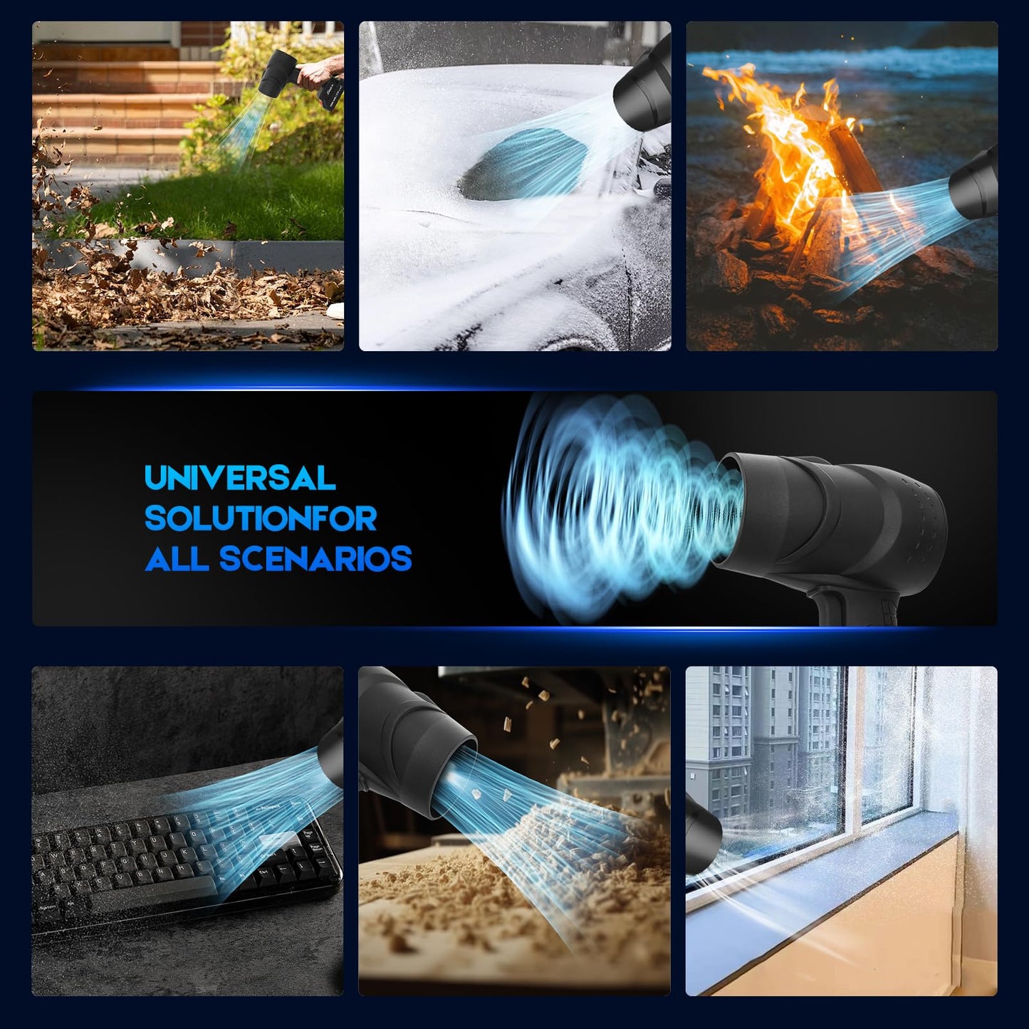 Cordless Leaf Blower, High-Speed Handheld Blower with 2×21V 2500mAh Batteries, 250000 RPM & 130MPH Turbo Airflow, Lightweight & Portable for Patio, Lawn, Car, Camping