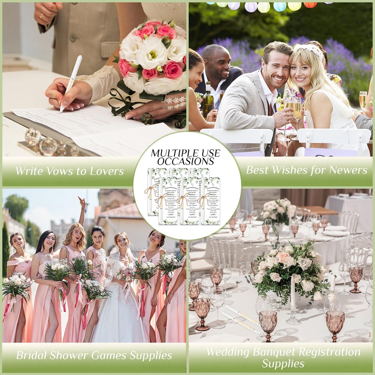 Tenceur 150 Sets Wedding Bridal Shower Pens for Guests with Thank You Cards and Twine Wedding Reception Party Favors Retractable Ballpoint Pens Bulk Black Ink for Proposal Bachelor Party Supplies