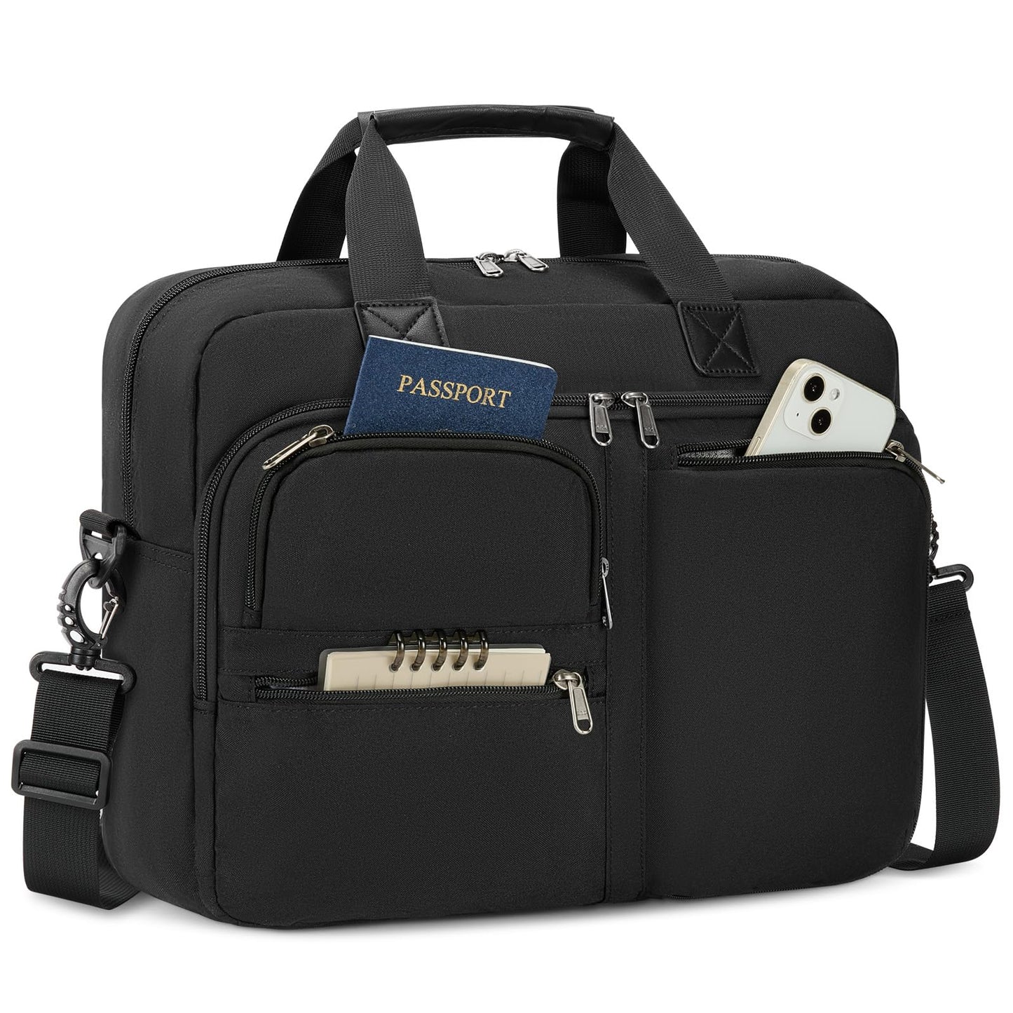 RAINSMORE Laptop Briefcase 15.6 17.3 Inch, Business Messenger Bag for Men, Water-Resistant Laptop Bag for Office, College