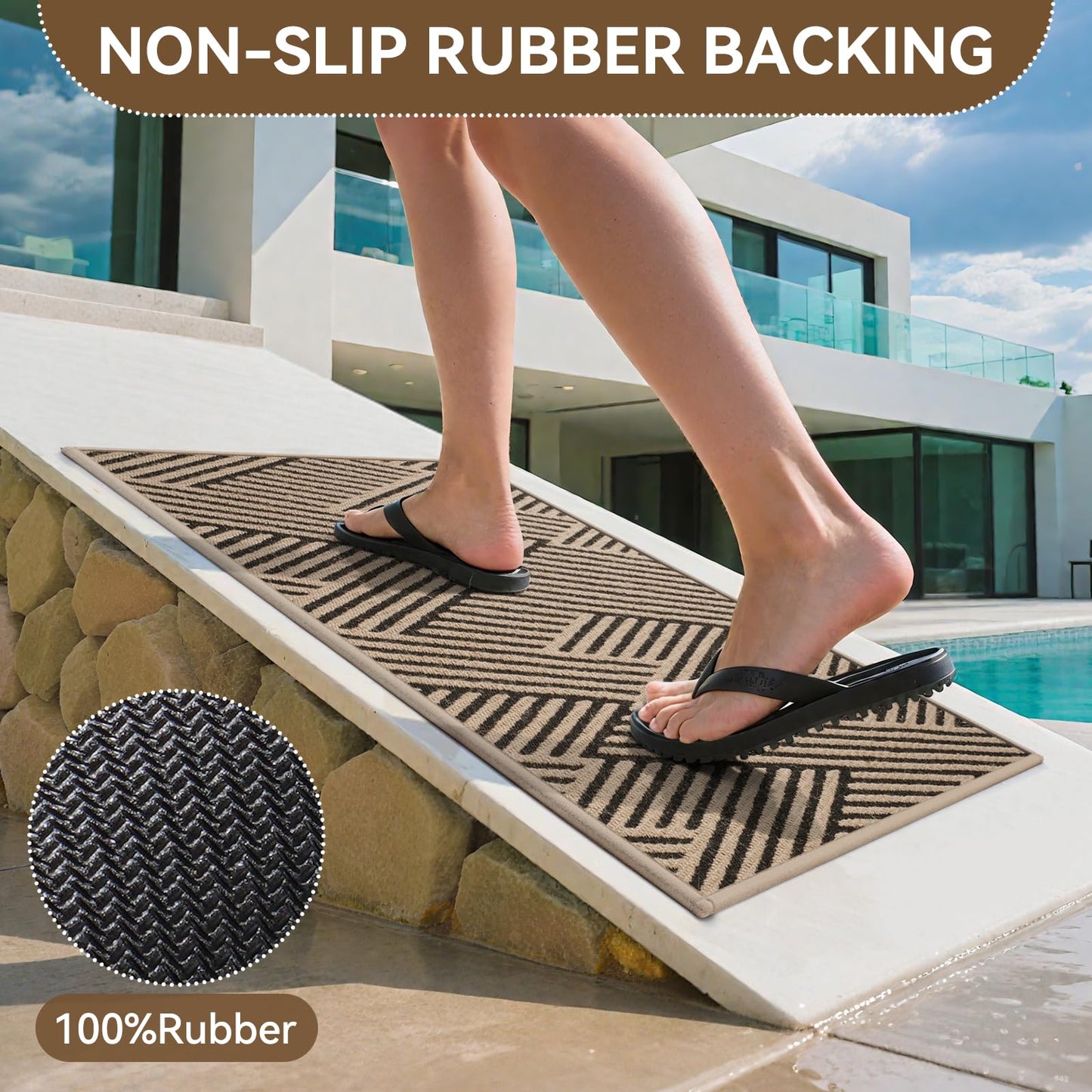 YDKGL Door Mat Indoor Outside Entrance 31"x47", Low-Profile Non Slip Outdoor Inside Doormat Entryway Mat, Dirt Resistant Absorbent Front Porch Welcome Entry Mats, Washable Easy Clean, Brown