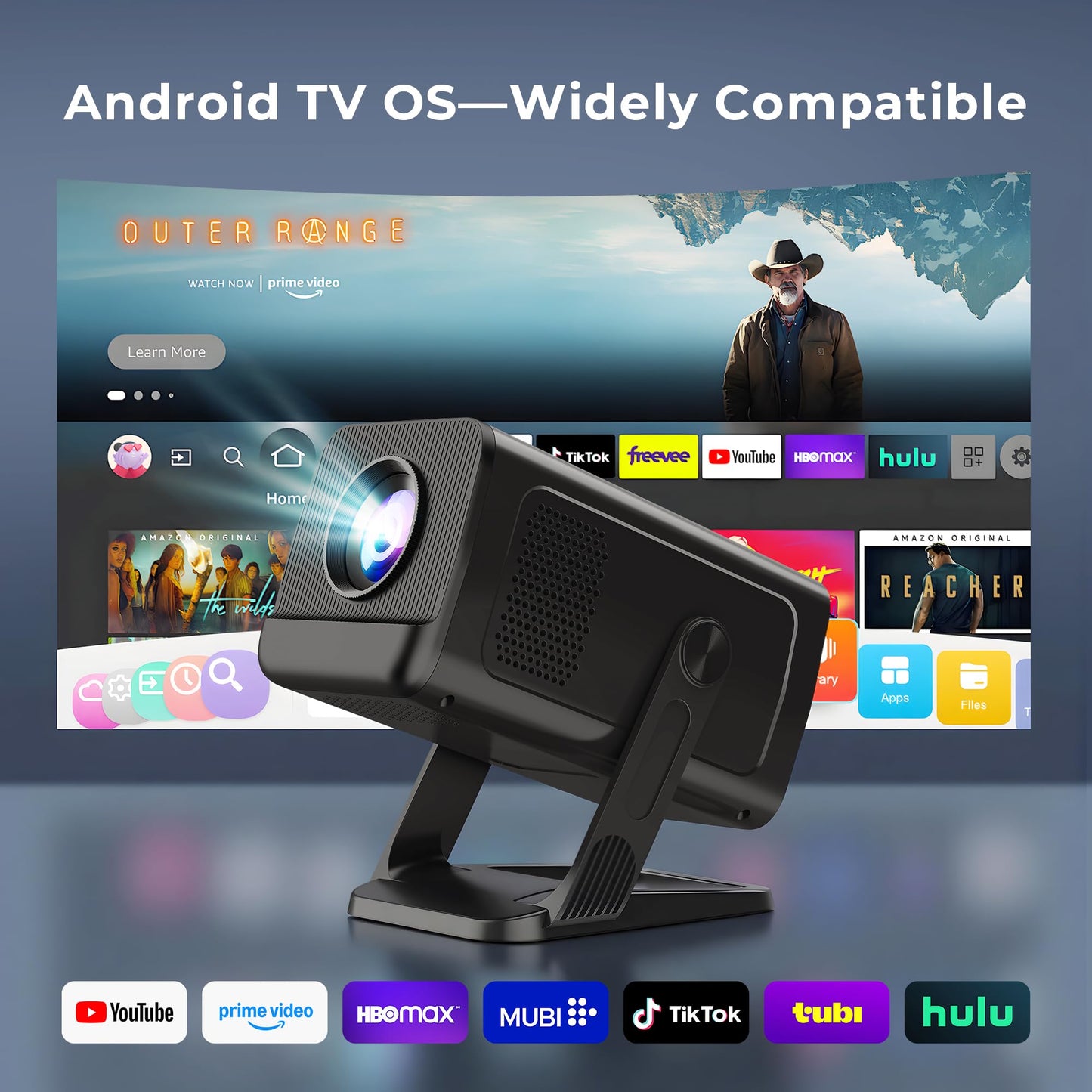 Mini Portable Projector Projecteur Portatif for Bedroom with WiFi and Bluetooth 1080P 4K Support Smart Android 14 OS Auto Keystone Compatible with Netflix, YouTube, Prime Video WEMI X1