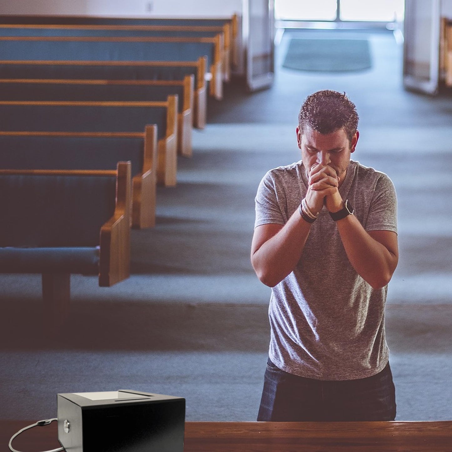 Steel Locking Tip Box - Heavy-Duty Secure Tip Jar with Combination Cable Lock, Ideal for Taxi Tips, Donations, Suggestions, Business Cards, Cash, and More in Family Churches, Restaurants, and Events.
