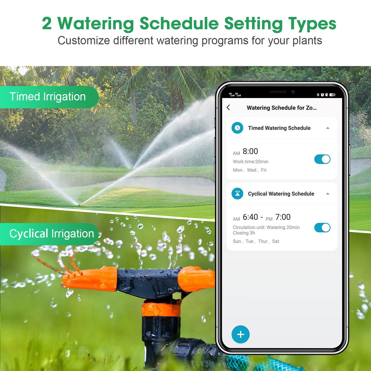 WiFi Water Timer for Garden Hose with Brass Inlet,Smart Hose Timer with WiFi Hub, APP & Voice Control,Up to 20 Watering Plans, 2-Zone Sprinkler Drip Irrigation System Controller for Yard Lawn Watering