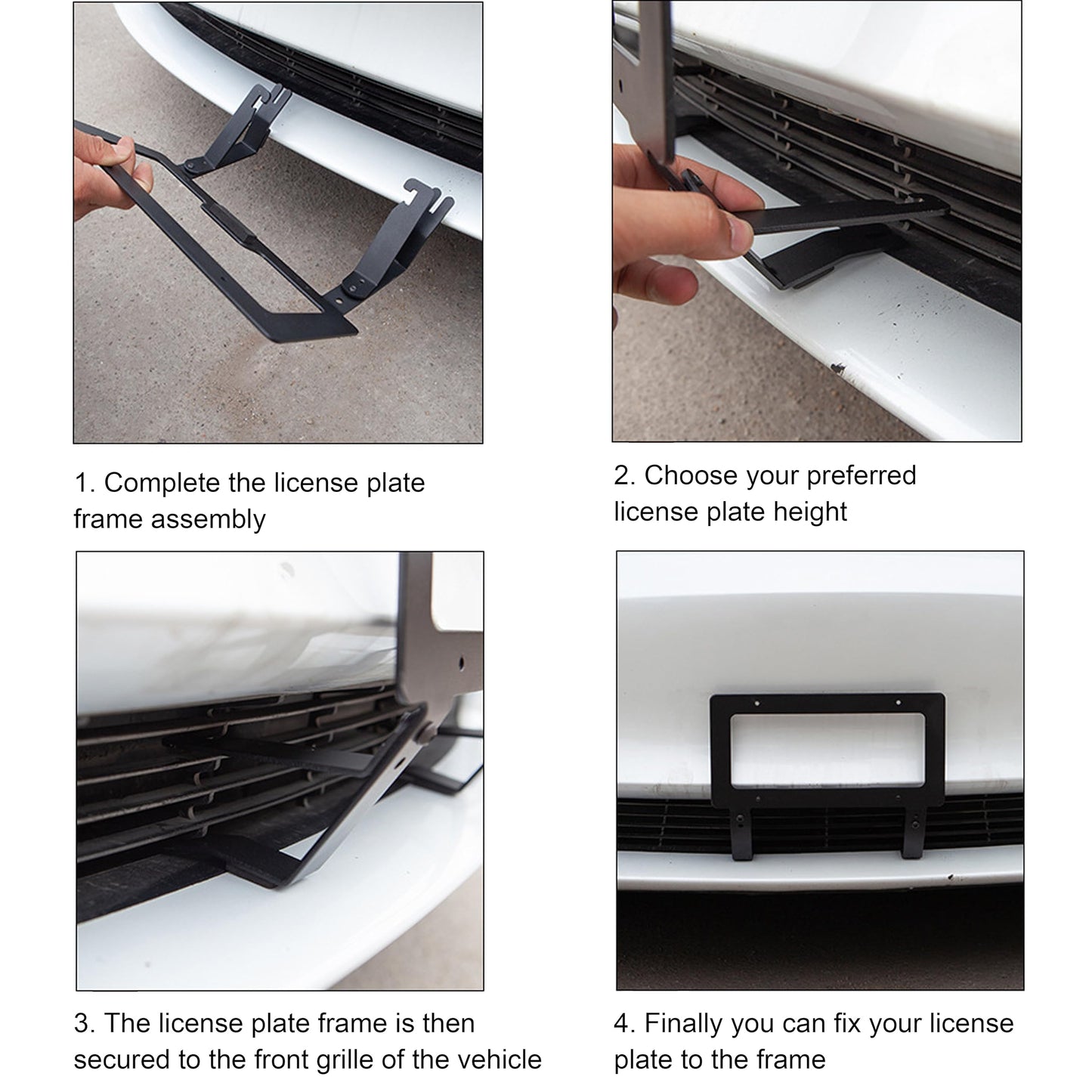 Leikaendi Front License Plate Holder for Tesla Model 3 2017-2023, No Drill No Adhesives Front Licence Frame Plate Bracket Metal Mounting Kit Accessories【Not Fit 2024-2025 Model 3 Highland】