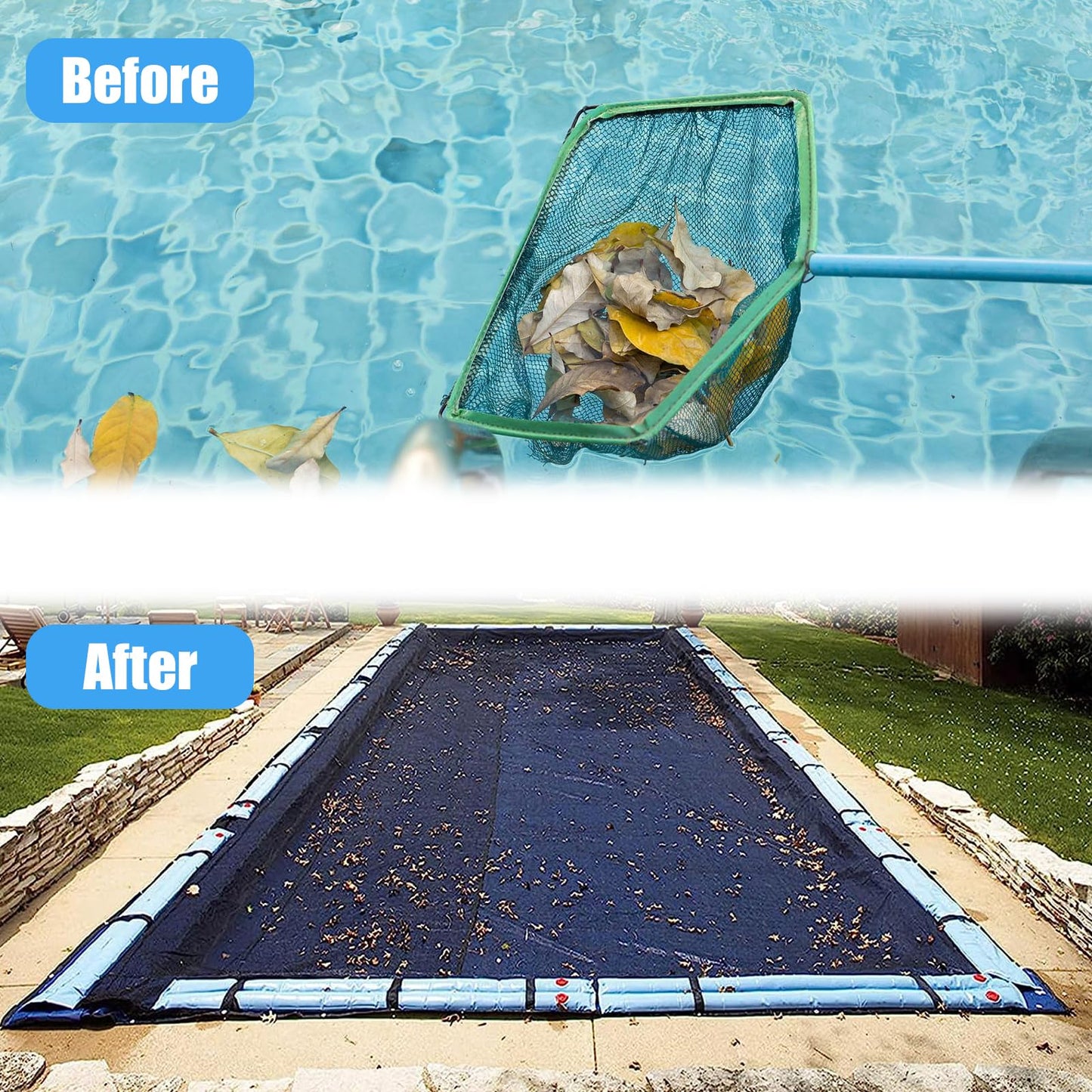 Pool Leaf Net Cover, Fine Mesh Leaf Netting Inground and Above Ground Pools, Pool Screen Cover Pond Net to Keep Leaves Out (16 x 32ft, Black2)
