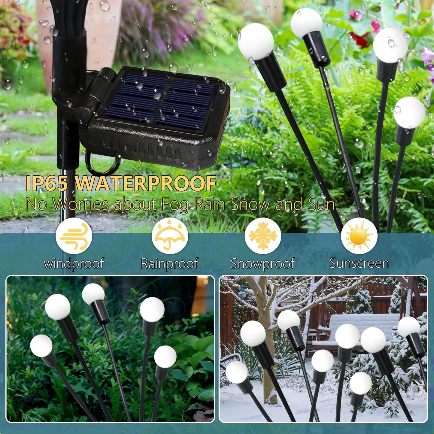 Solar Lights Outdoor Waterproof, 8 Pack Solar Wind Swaying Lights 64 LED Firefly Lights, Solar Garden Lights Decor for Yard Lawn Patio Pathway Party Wedding Halloween Christmas Decoration(Warm White)