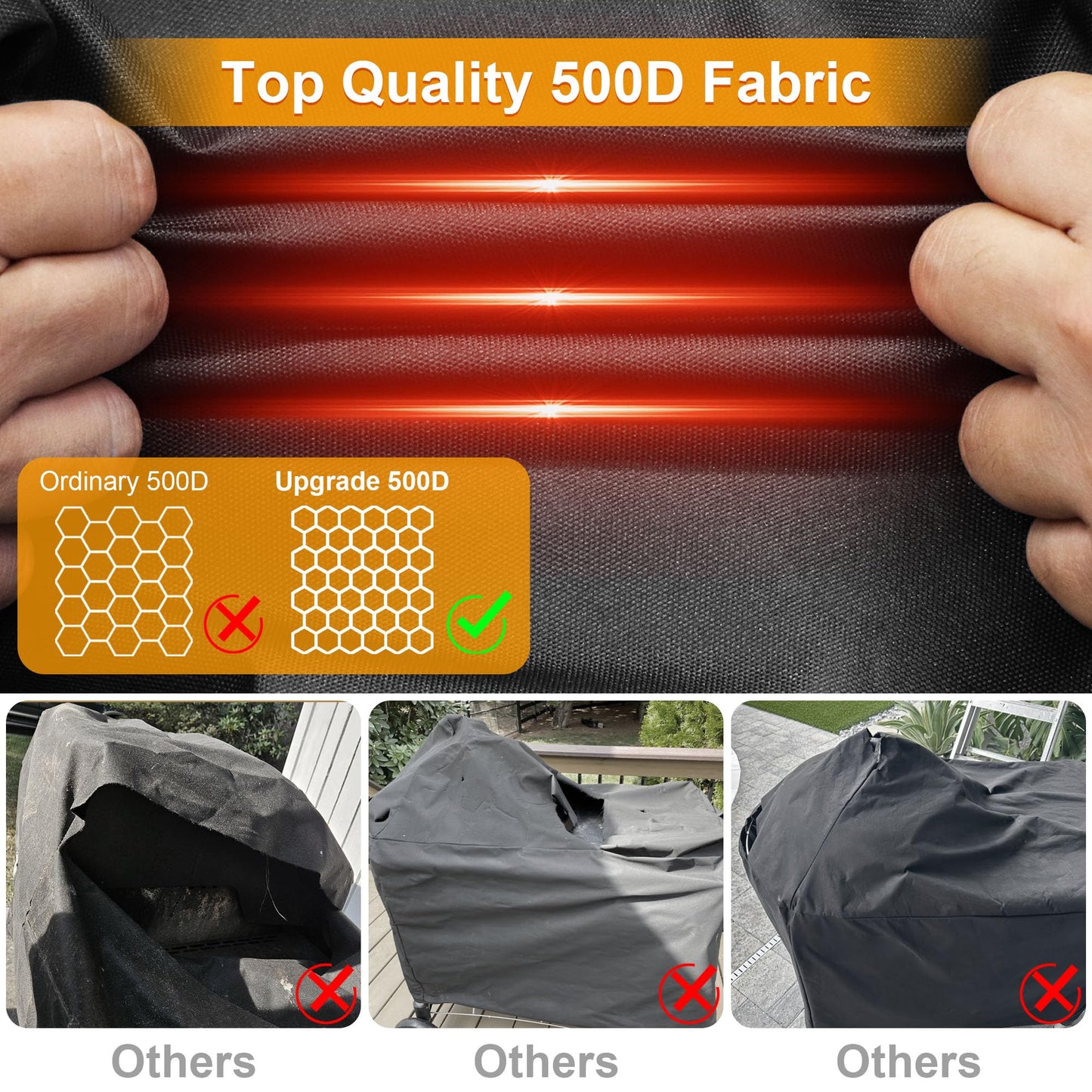Kipiea 500D Heavy Duty Grill Cover for Weber 22 Inch Premium Charcoal and Smart Charcoal Grill - Performer Grill Cover with 4 Buckles, Wind Resistant Anti UV & No Tears (49" W X 25.5" D X 40" H)