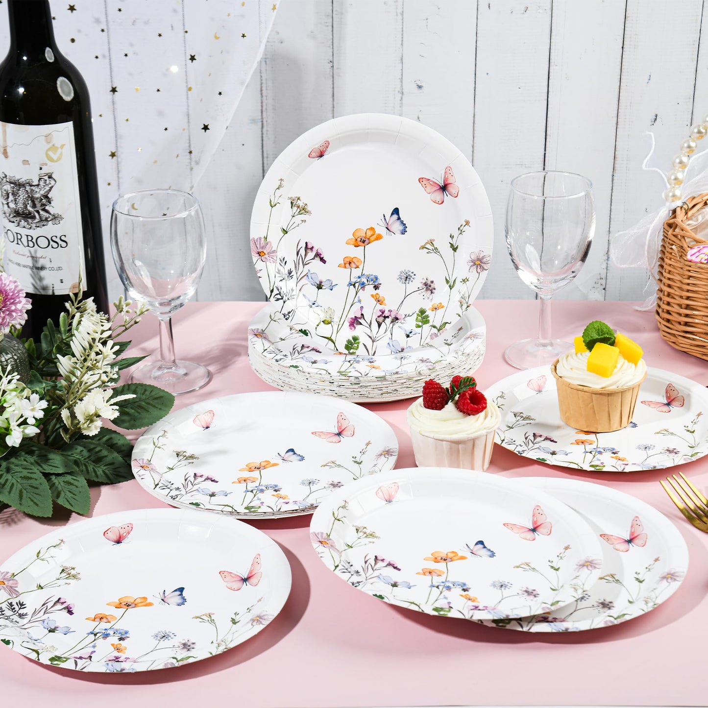 AimFun 48 Pcs Wildflower Paper Plates 9 Inch Disposable Floral Plates Spring Summer Watercolor Rustic Botanical Dinner Plates for Baby Shower Birthday Bridal Shower Wedding Tea Party