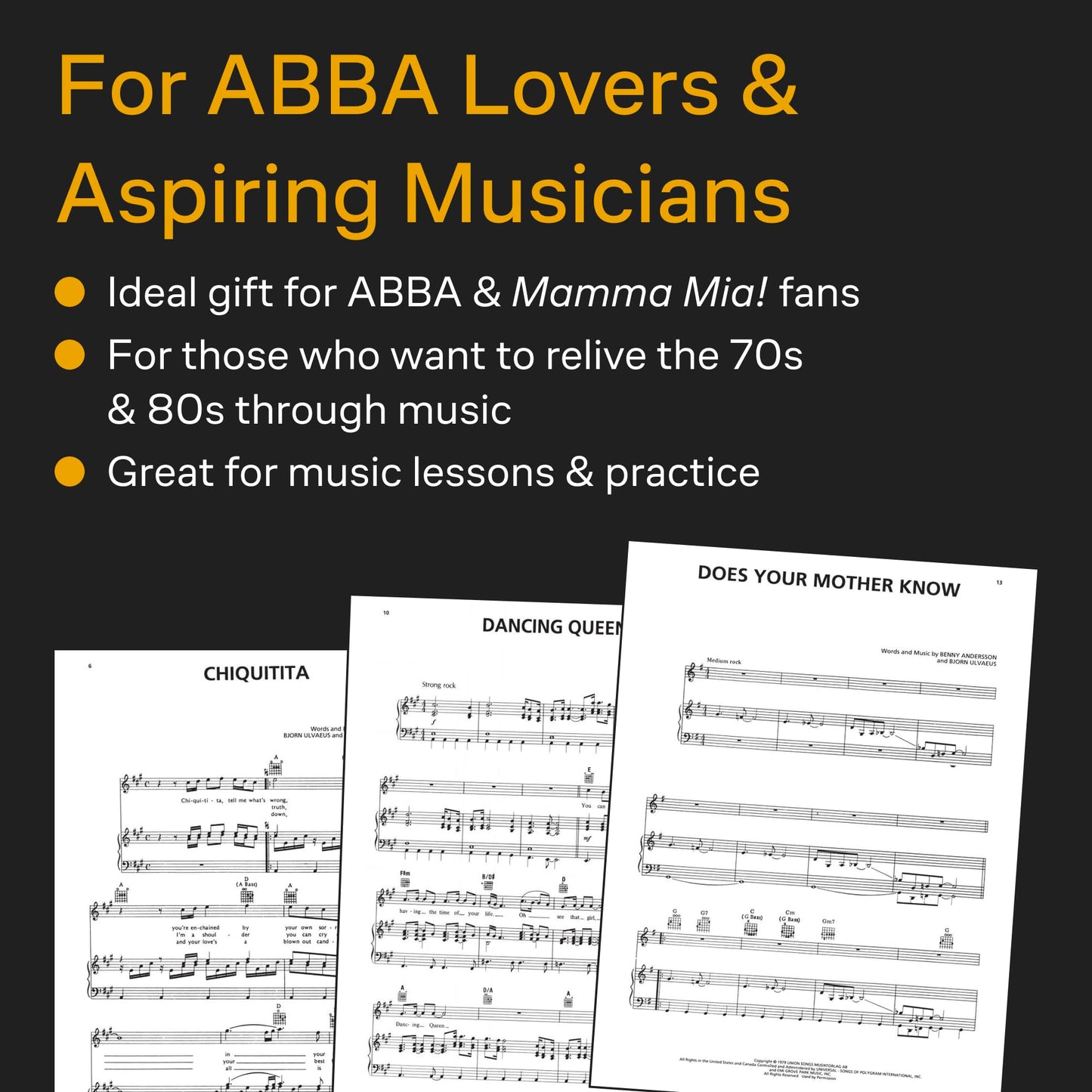 ABBA - Gold: Greatest Hits Piano Vocal Guitar Songbook | Iconic 70s Pop Piano Sheet Music | 19 ABBA Arrangements with Lyrics and Chords | Pop Music Piano Music Book