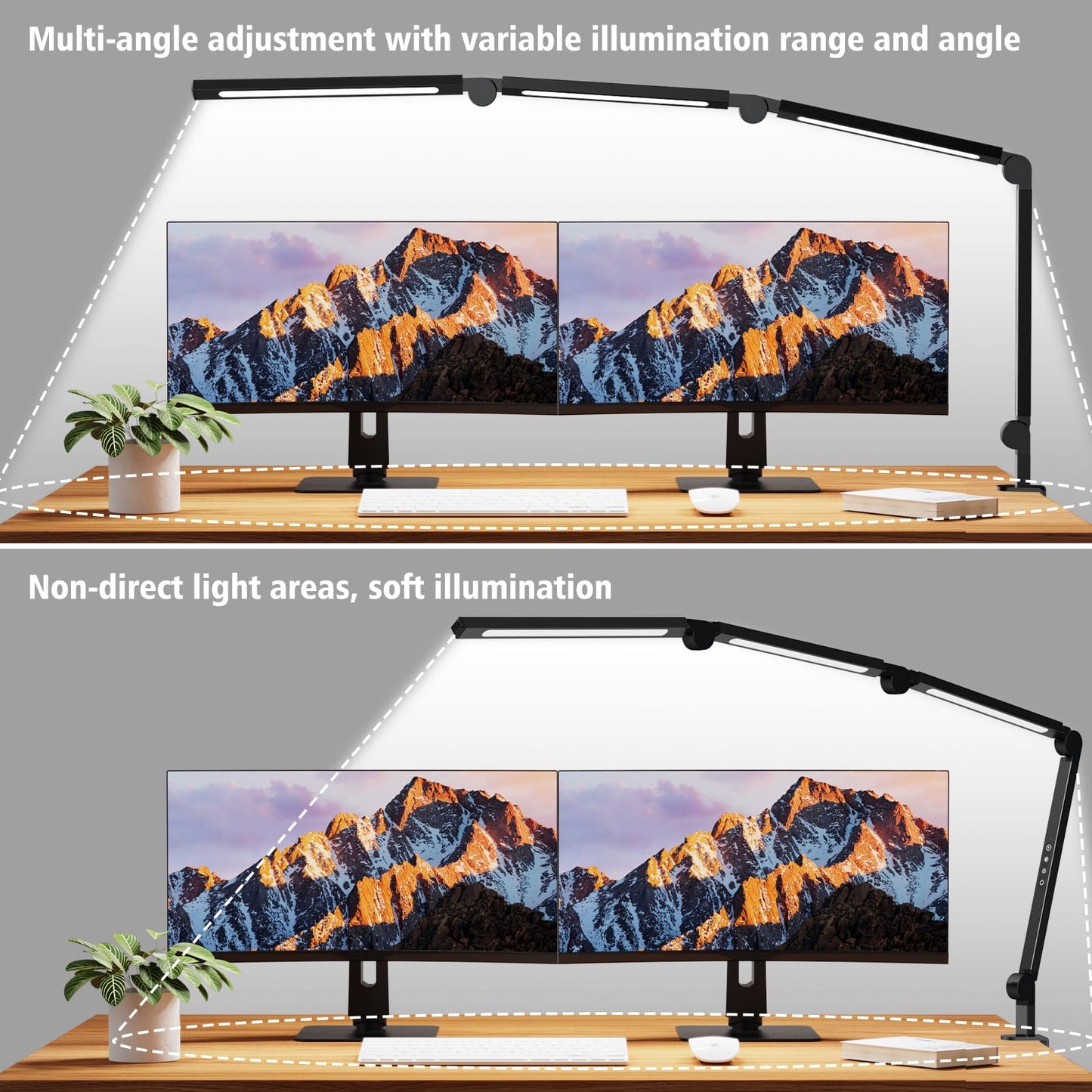 AILBTON LED Desk Lamp with Clip,Multi-Angle Flexible 4 Sections 3 Light Sources Office Desk Lamp,4 Color Temperatures and 5 Brightness Levels,Night Eye Care Table Lamp for (LED Desk Lamp)