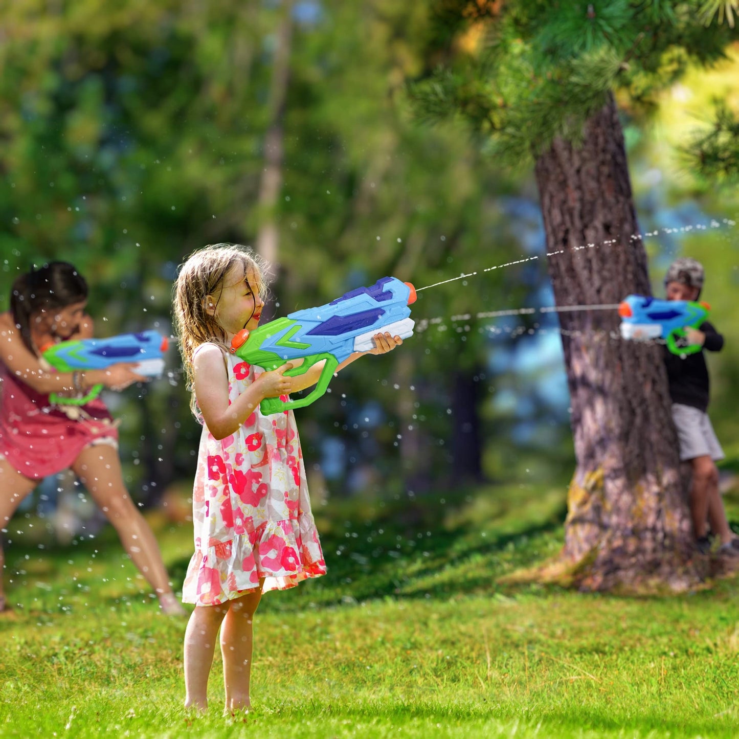 4 PCS Water Gun for Kids, Super Squirt Guns Water Soaker Blaster - 4 Shooting Modes Switch - 26 Ft Long Shooting Range - Summer Water Toys Gun for Boys Girls Adults Outdoor Pool/Garden