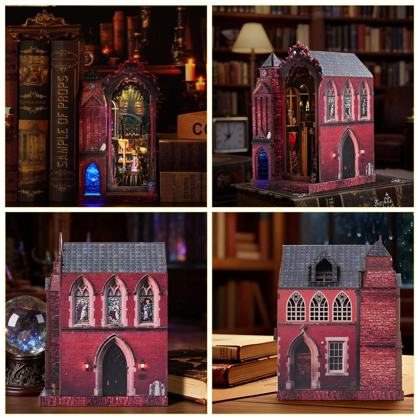 Book Nook Kit, DIY Miniature House Dollhouse Crafts Kit for Adults and Teens, Magic Castle 3D Wooden Puzzle Booknook Build Bookshelf Decor, Gifts for Family and Friends（Arcane Sprire）