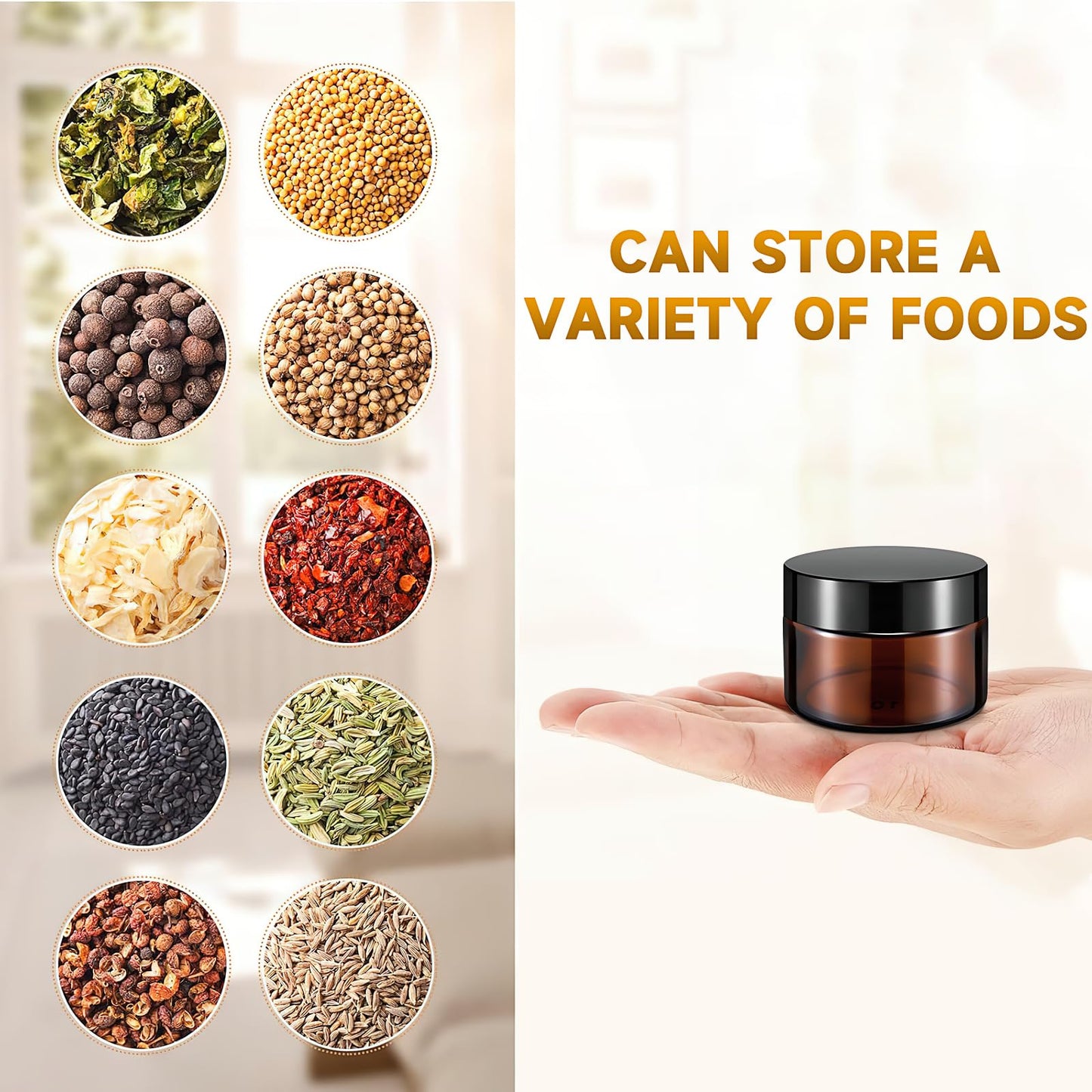 60 Pack Amber Glass Cosmetic Jars, 1oz Glass Jar with Lid Round Empty Cosmetic Containers with Inner Liners, Refillable Cream Jars for Lotions, Sample, Powder, Bath Salts