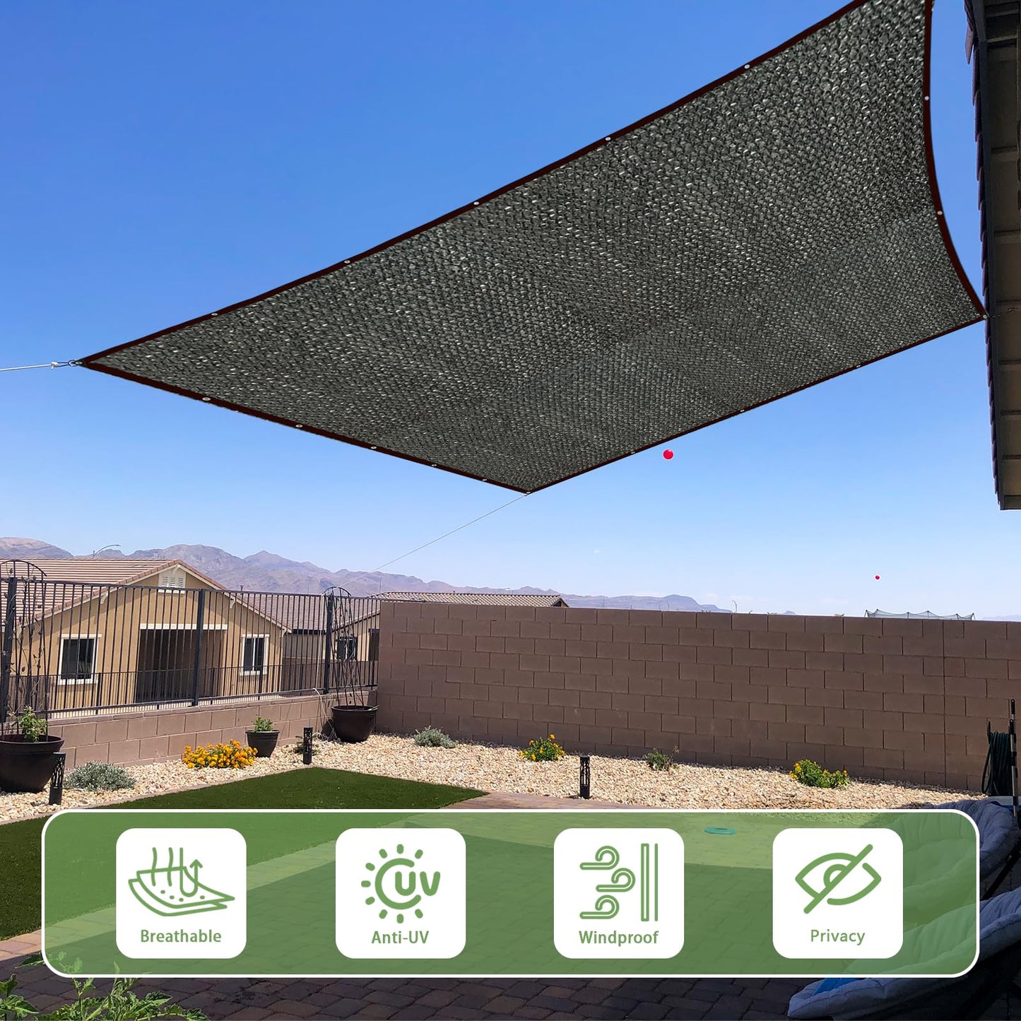 90% Black Shade Cloth for Patio, 10 x 12 FT Mesh Tarp Sun Shade Cloth with Grommets, Sun Shades Outdoor Patio Shade Neting Cover for Garden Greenhouse Pergola Plants Chicken Coop Shade Sail