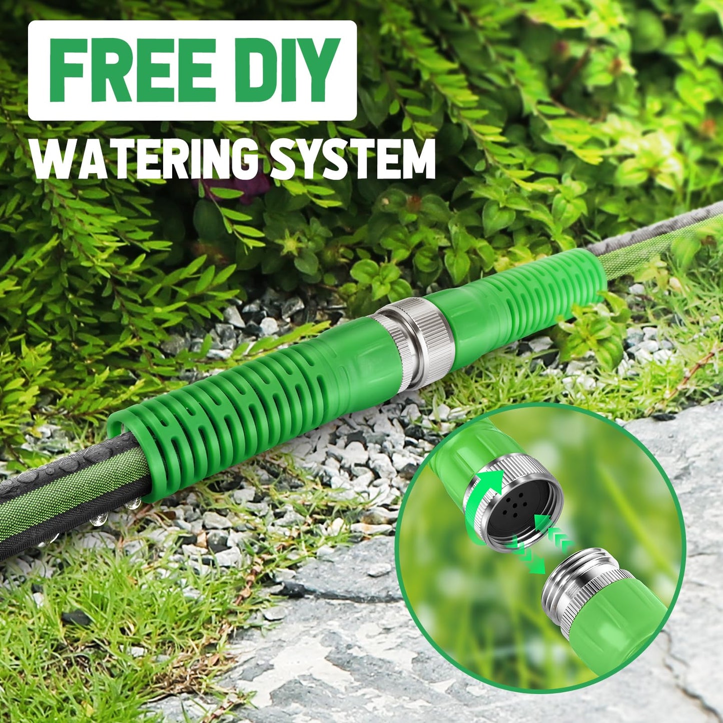 Flat Soaker Hose 100FT for Garden and Lawns, 80% Water-Saving Drip Irrigation Hose with Anodized Aluminum Ends, Flexible Leakproof Double Layer Gardening Hoses（50FT×2 Pack）