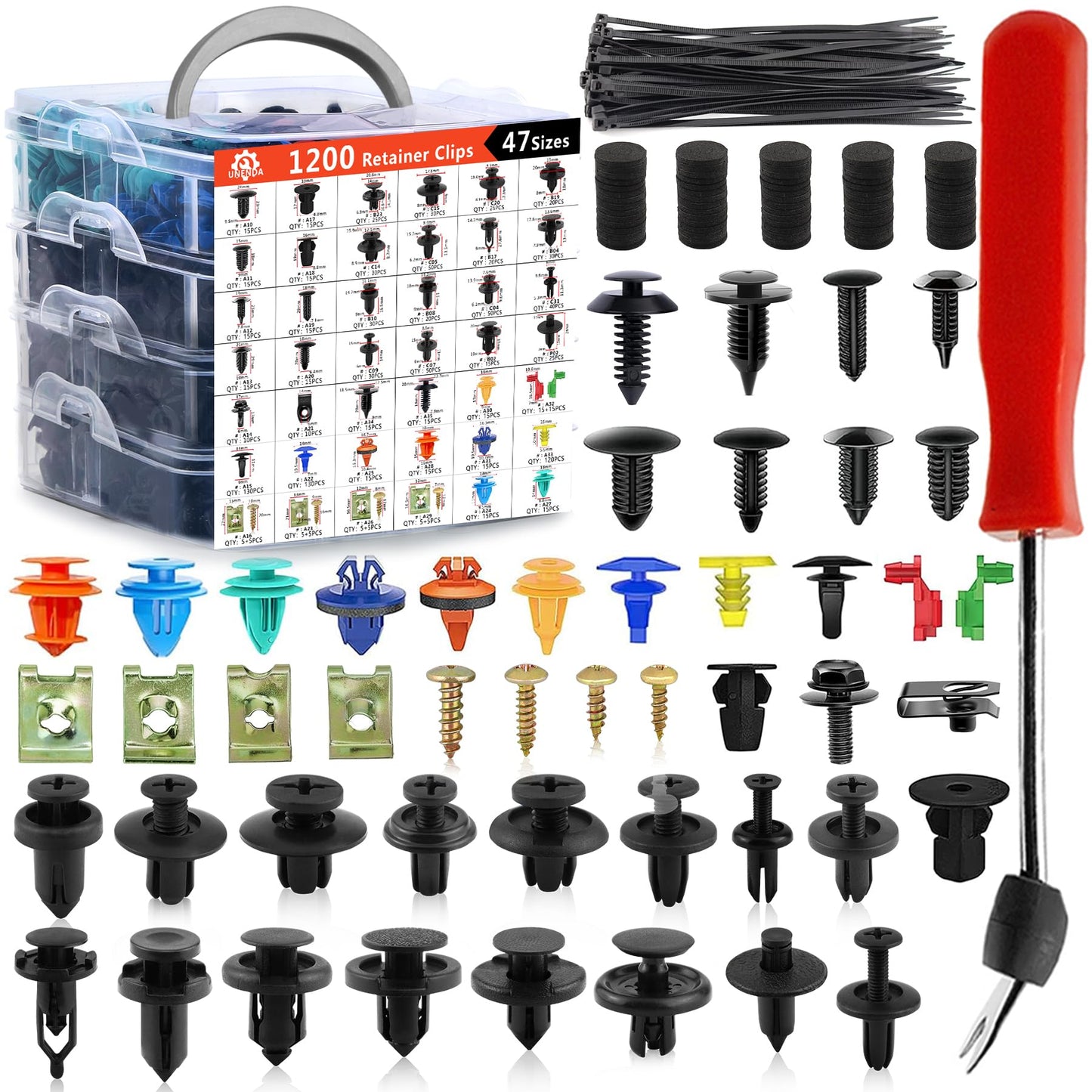 Car Clips 1351PCS Retainer Clips Fasteners Auto Car Trim Assortment-42 Popular Sizes Door Panel Screw Nylon Bumper Fender Rivets with Body Fastener Remover for Ford GM Toyota Honda Chrysler