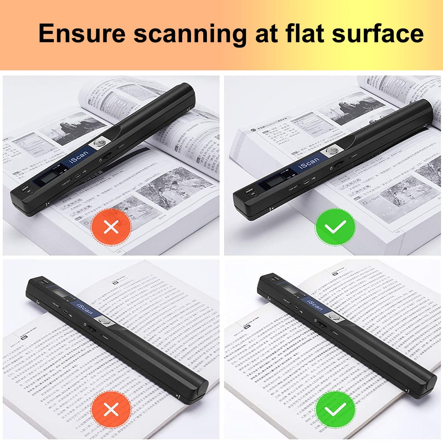AUTENS Portable Handheld Scanner Included 16G SD Card, Wand Scanner for A4 Documents Pictures Pages Texts Receipts Books Up to 900DPI, JPG/PDF Format Selection, Uploads Via USB Cable, No Driver