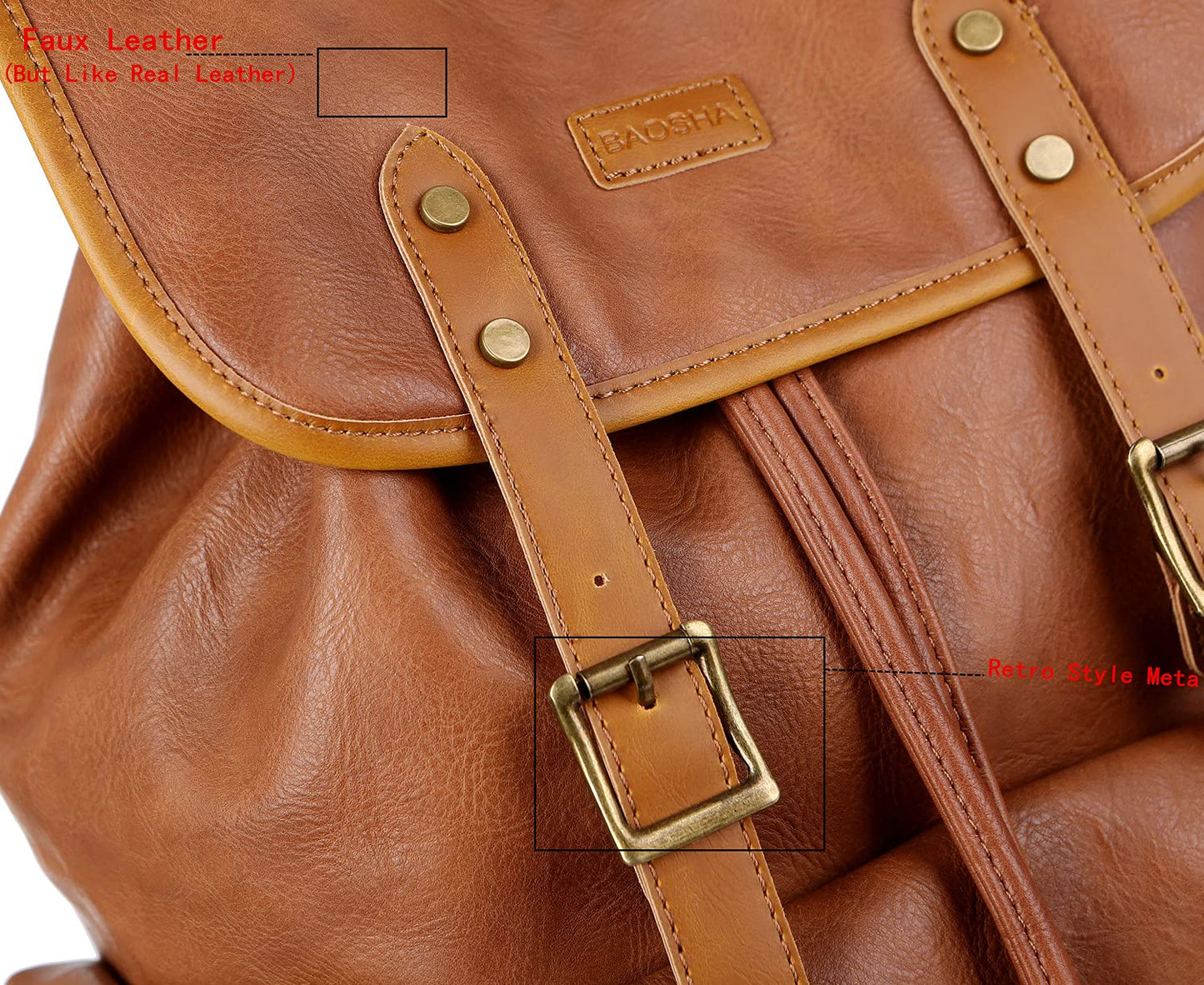 Vegan Leather 15.6 inch Laptop Backpack Hiking Camping Backpack Satchel Bookbag Travel Business Casual Backpack CN-01, Brown, Medium, Leather Backpack