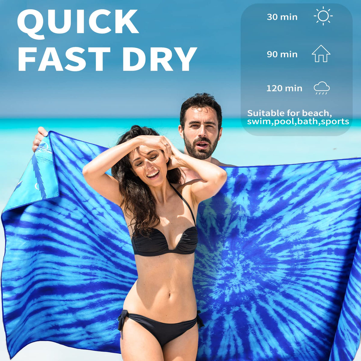 4 Pack Lightweight Thin Beach Towel Oversized 71"x32" Big Extra Large Microfiber Sand Free Towels for Adult Quick Dry Travel Camping Beach Accessories Vacation Gift Mandala Flower Blue Turtle Tie Dye