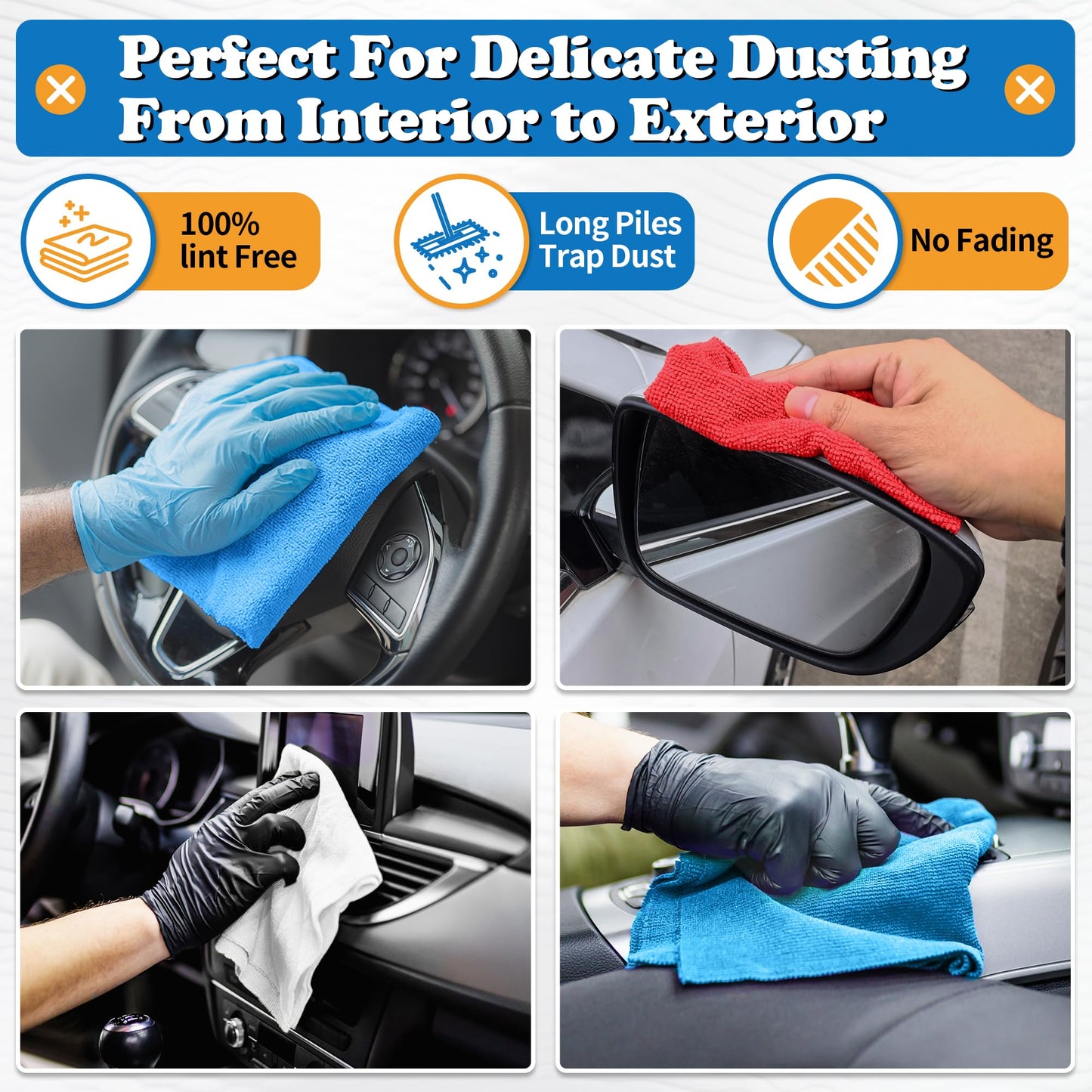 FIXSMITH Shop Towels, Microfiber Cleaning Cloths Bulk,150 Pack Microfiber Towels for Car, Lint Free, Scratch-Free Cleaning Rags for Housekeeping, 11.5 x 11.5 inch