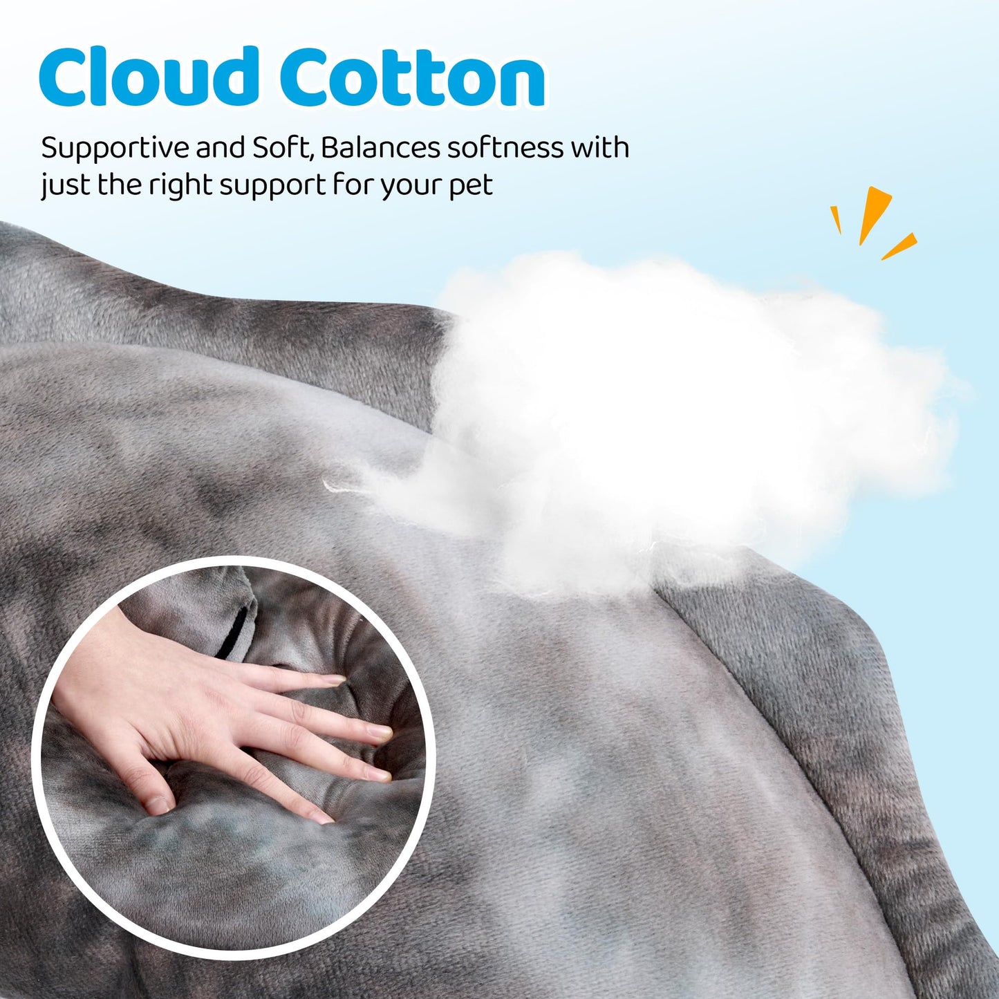 BurgeonNest Small Dog Calming Pillow for Dogs and Cats, Fluffy Soft Colorful Sleep Bolster Cozy Bed Pillow, Puppy Kitten Great Present, Washable, L