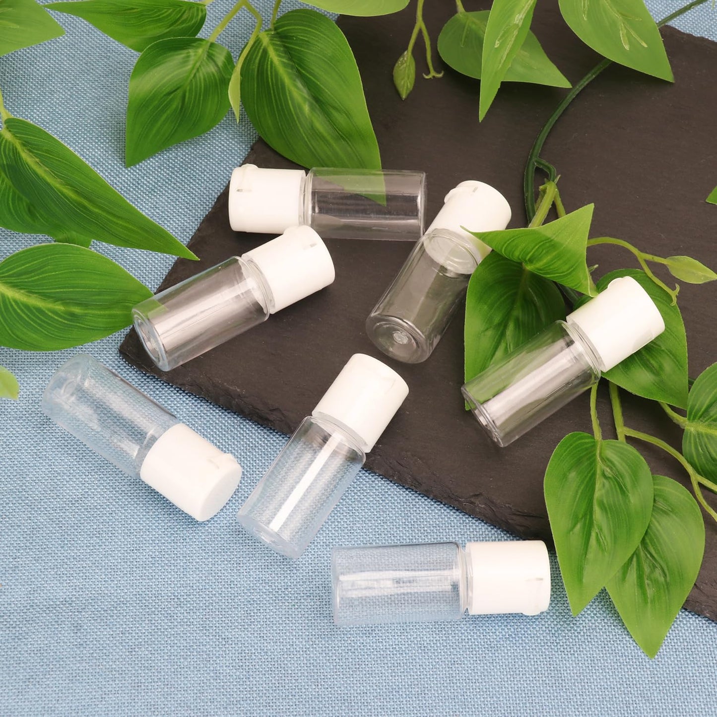KUKLIPJIM 200 Pack 0.35 oz Plastic Bottles with Top Caps, Clear Empty 10 ml Flip Top Cosmetic Bottles for Lotion and Shampoo, Travel-Friendly, BPA-Free