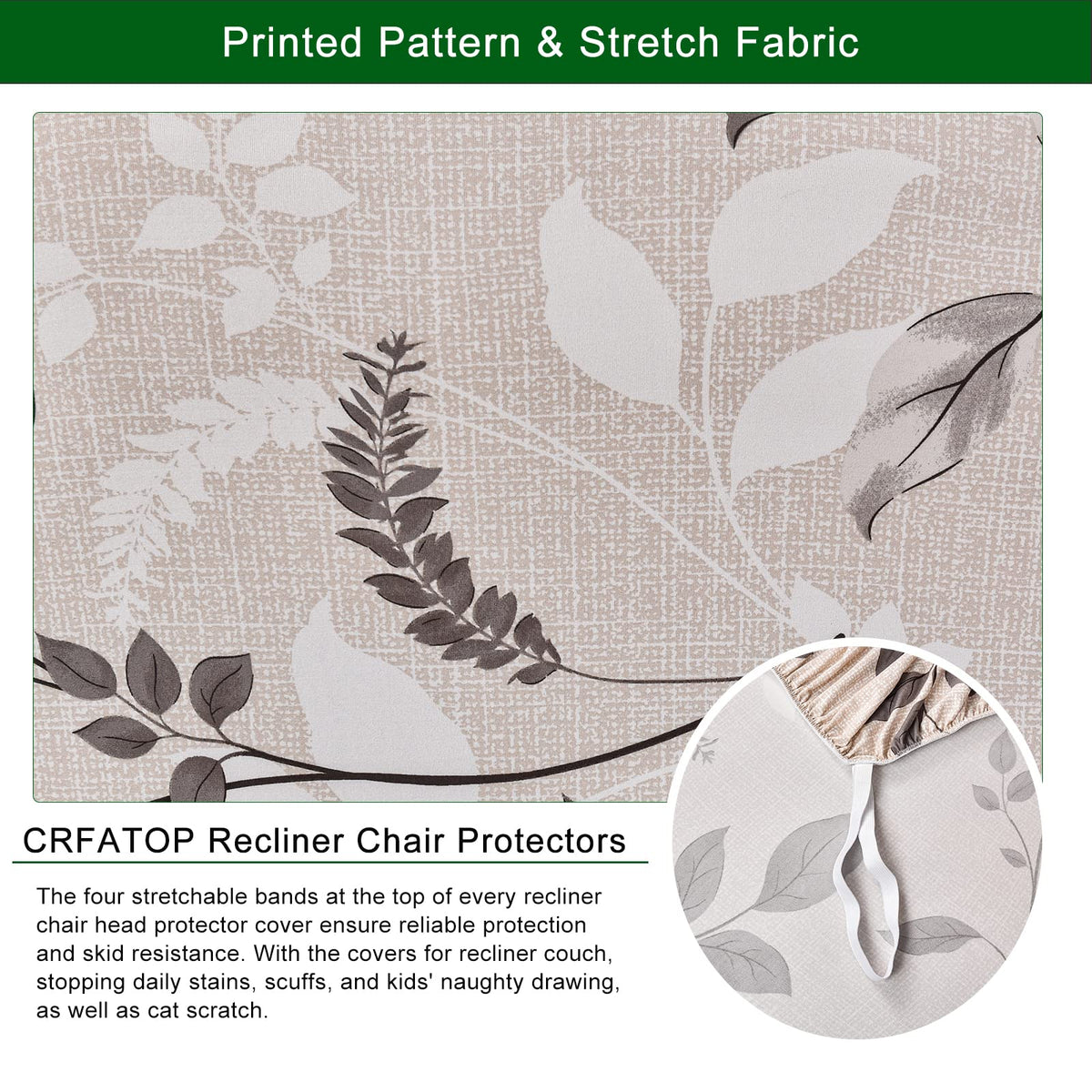 CRFATOP Floral Printed Recliner Cover with Pockets Single Reclining Slipcover 4-Pieces Lazy Boy Recliner Armchair Cover with Elastic Bottom for Recliner Furniture Protector for Kid Pet,A01