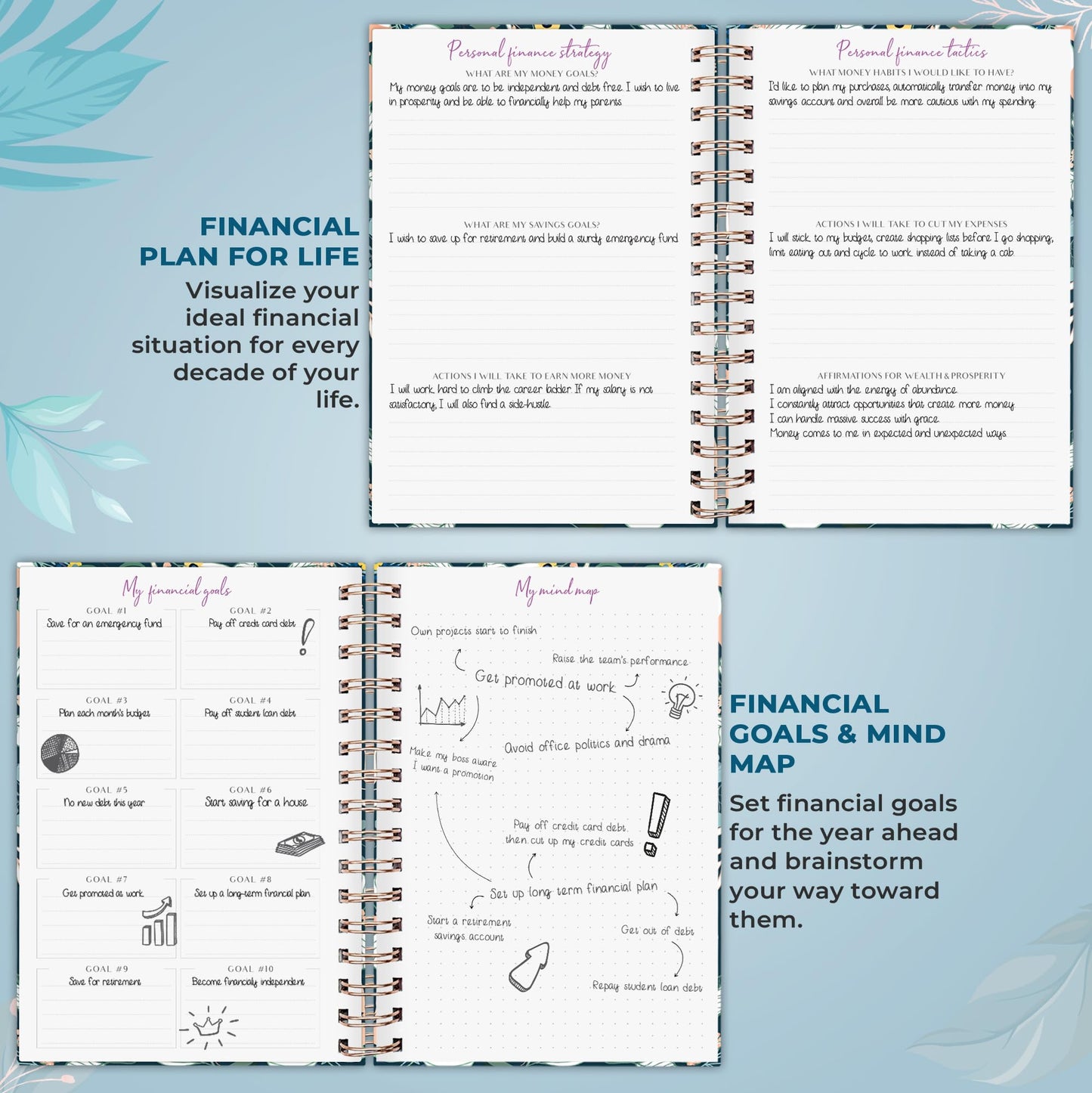 PLANBERRY Budget Planner & Monthly Bill Organizer with Pockets Premium – Home Finance & Bill Payment Organizer – Budgeting Book with Income & Expense Tracker - 7x8.5″ Hardcover (Spring Bloom)