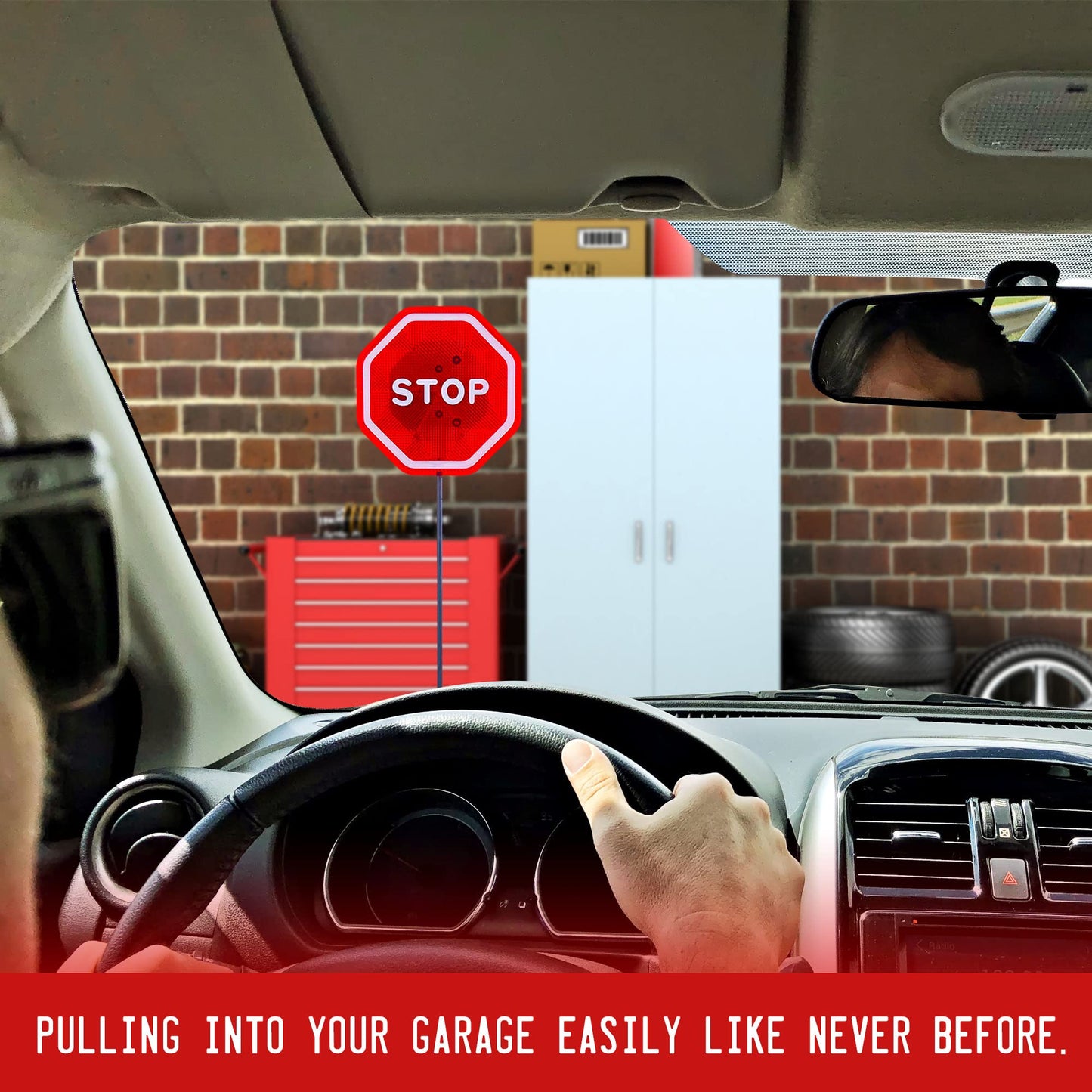 Andalus Brands Flashing Led Stop Sign Garage Parking Assistant System - Garage Car Stop Indicator - Driveway Markers and Car Gadgets - Parking Sensors for Vehicles - Bumper Guards for Cars (2-pack)