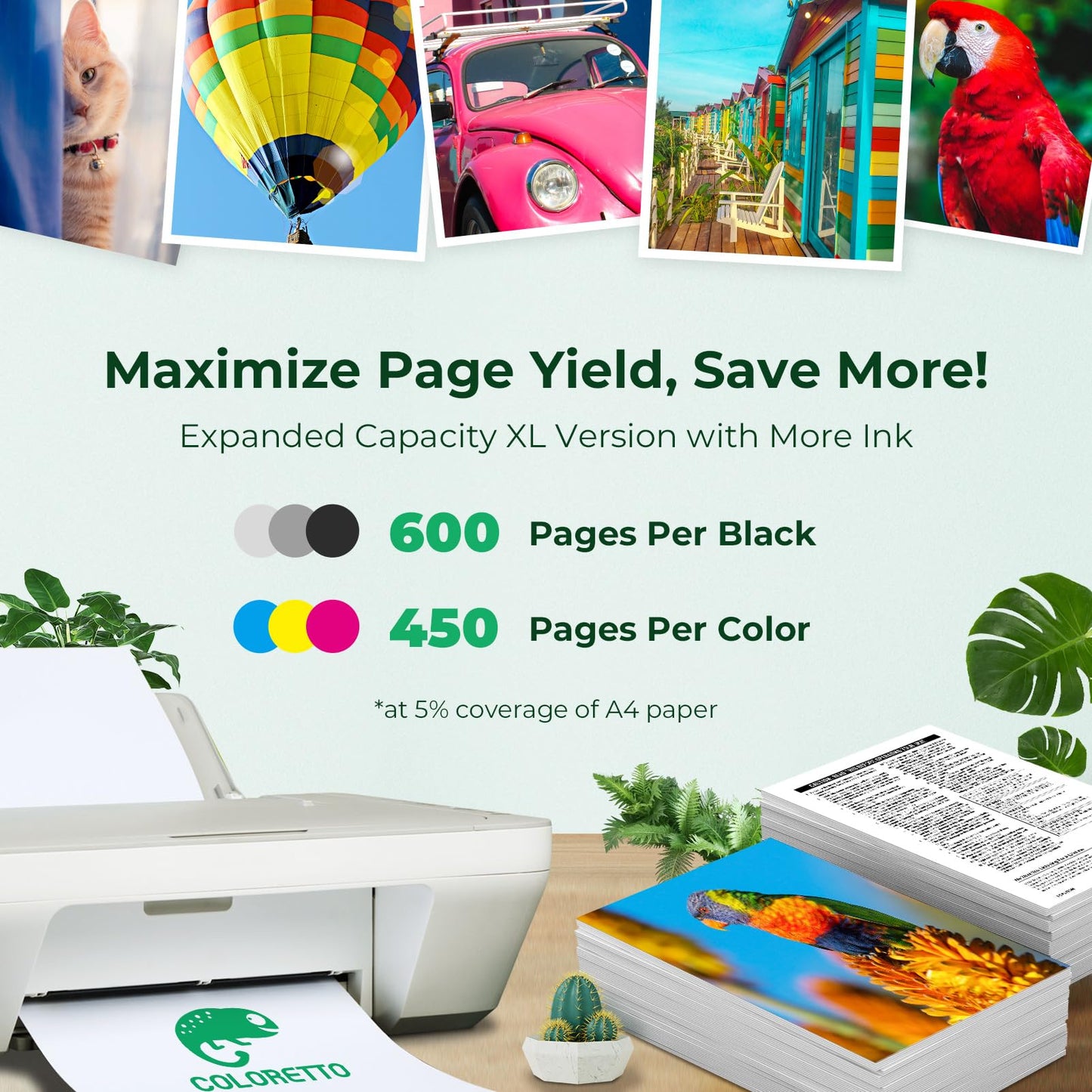 COLORETTO Ink Cartridges 260XL 261XL for Canon TS5320A Ink TS5320 TS5300 TS5300A TS6420 TS6420A TR7020 TR7020A TR7021 TR7021A TR7022 TR7022A TR7000 Printer PG-260 XL CL-261 XL 1 Black 1Color 2-Pack