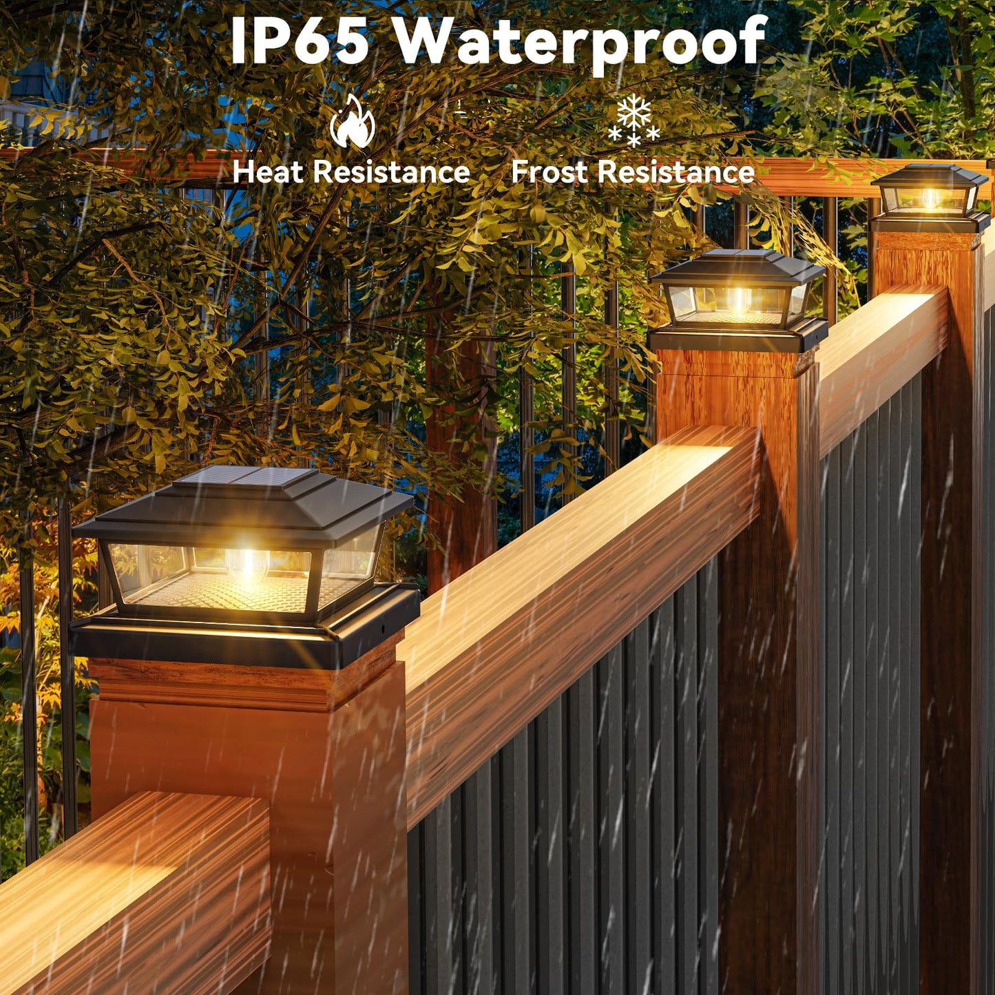 btfarm 8 Pack Solar Post Caps Lights, 2 Modes Fence Post Solar Powered Lights with Edison LED Bulbs, Waterproof Deck Post Lights for Patio Garden, Solar Lights Outdoor Fits 4x4 6x6 Vinyl Wooden Post