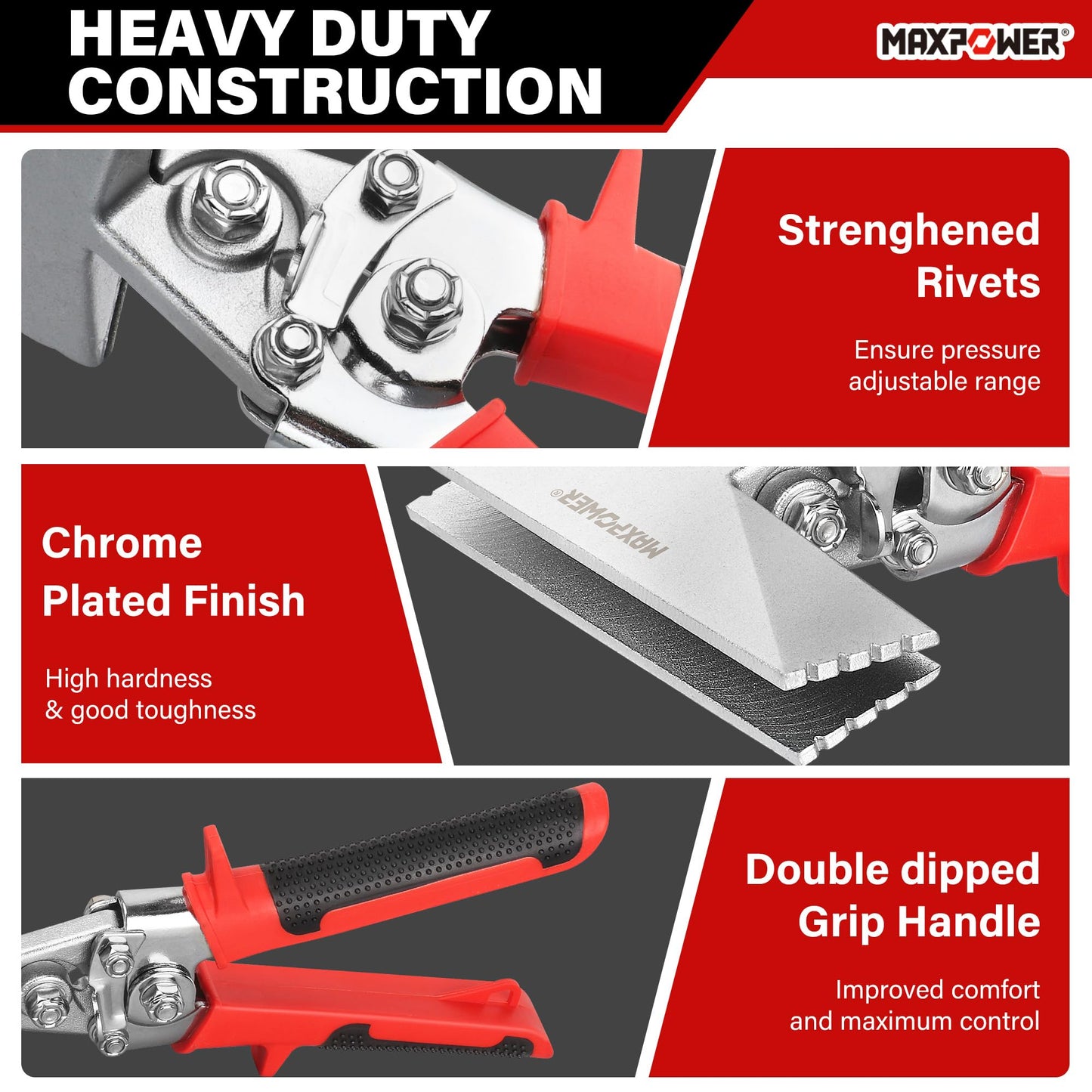 MAXPOWER Sheet Metal Hand Seamer, 2-Pack 3 Inch and 6 Inch Straight Jaw Sheet Metal Bender Tools with Ergonomic Handle