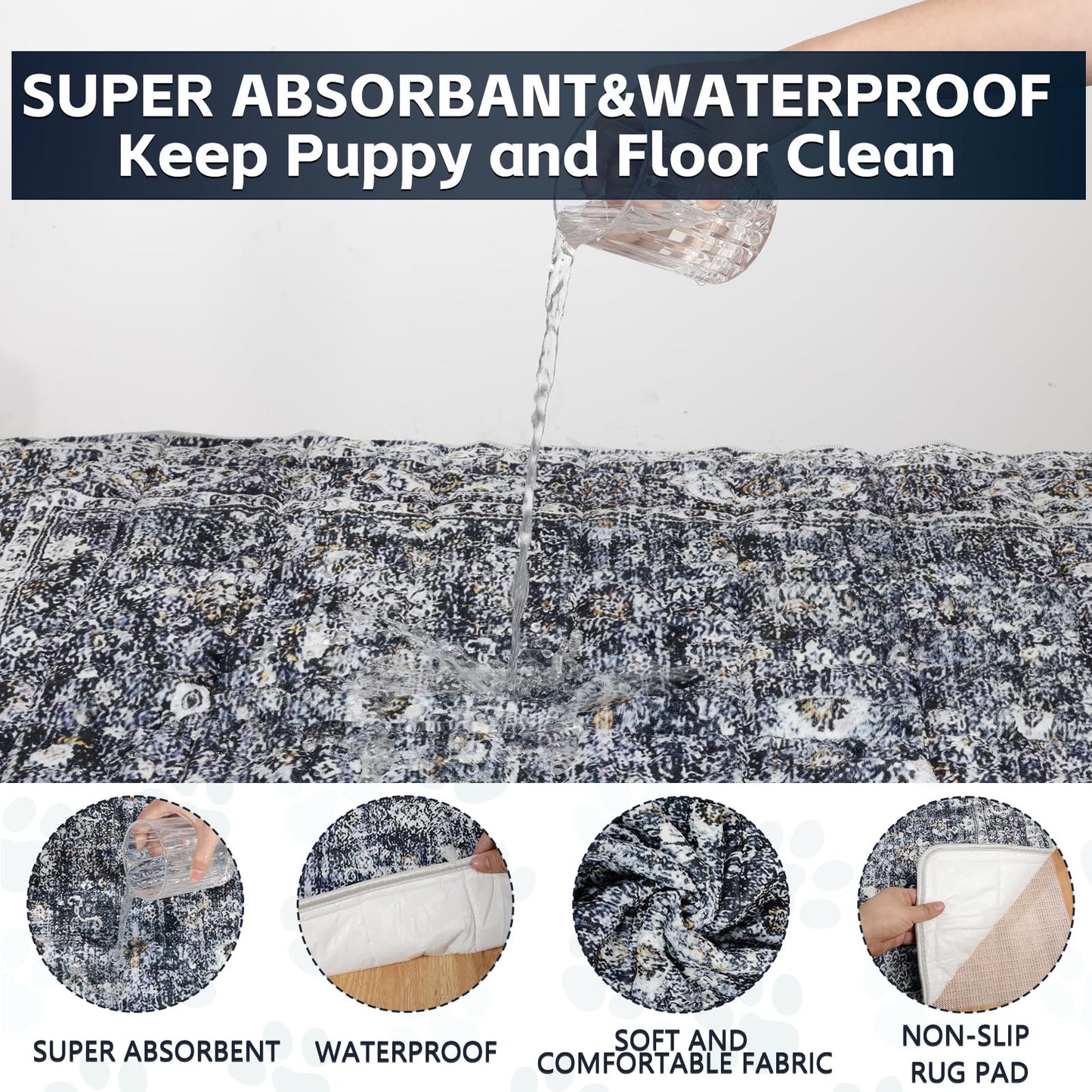 AIHSUMC Washable Thickened Pee Pads for Dogs, 2 Pack (36"x42") Upgrade Reusable Puppy Pads with Non-Slip Rug, Super Absorbent Leakproof Puppy Training & Whelping Pads for Dogs, Doggie