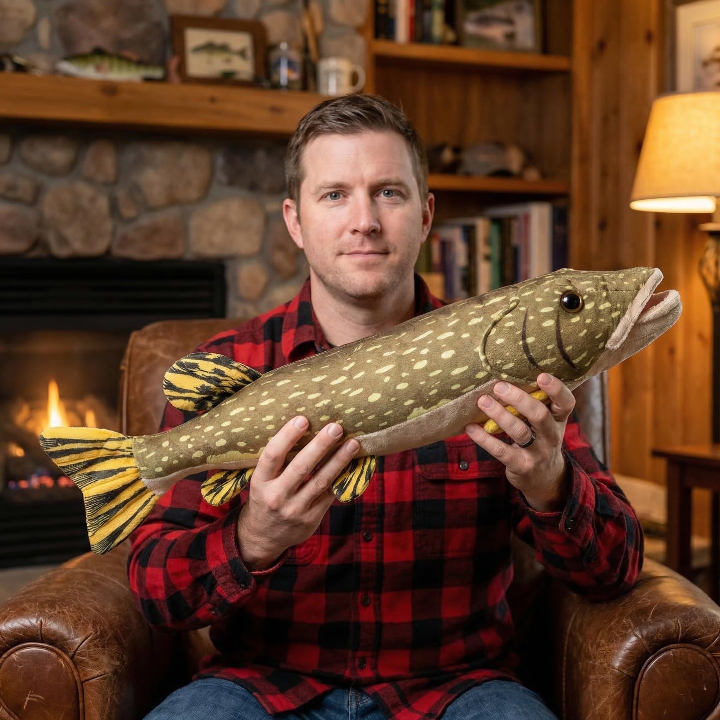 Realistic Northern Pike Fish Stuffed Plush Toy - Simulation 18.5” Lifelike Depth Ocean Animals Pike Plushie Toys Figur, Super Soft Sea Creatures Fish Model Plush Toy Gift Collection for Kids