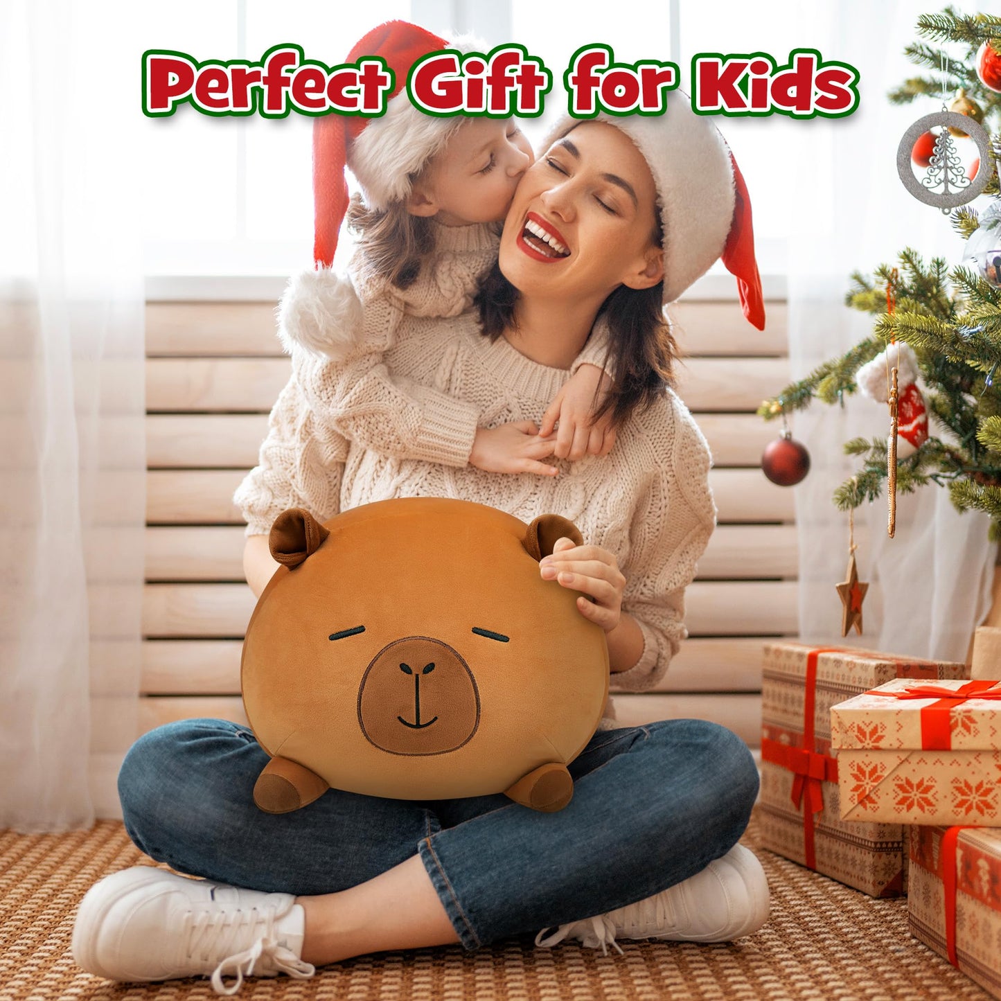 YIIQUWEN Capybara Plush, Soft Stuffed Animal Pillow Toy, Capybara Mommy with 4 Baby Plushies Family Set, Cute Birthday Gift for Kids Boys Girls Adults