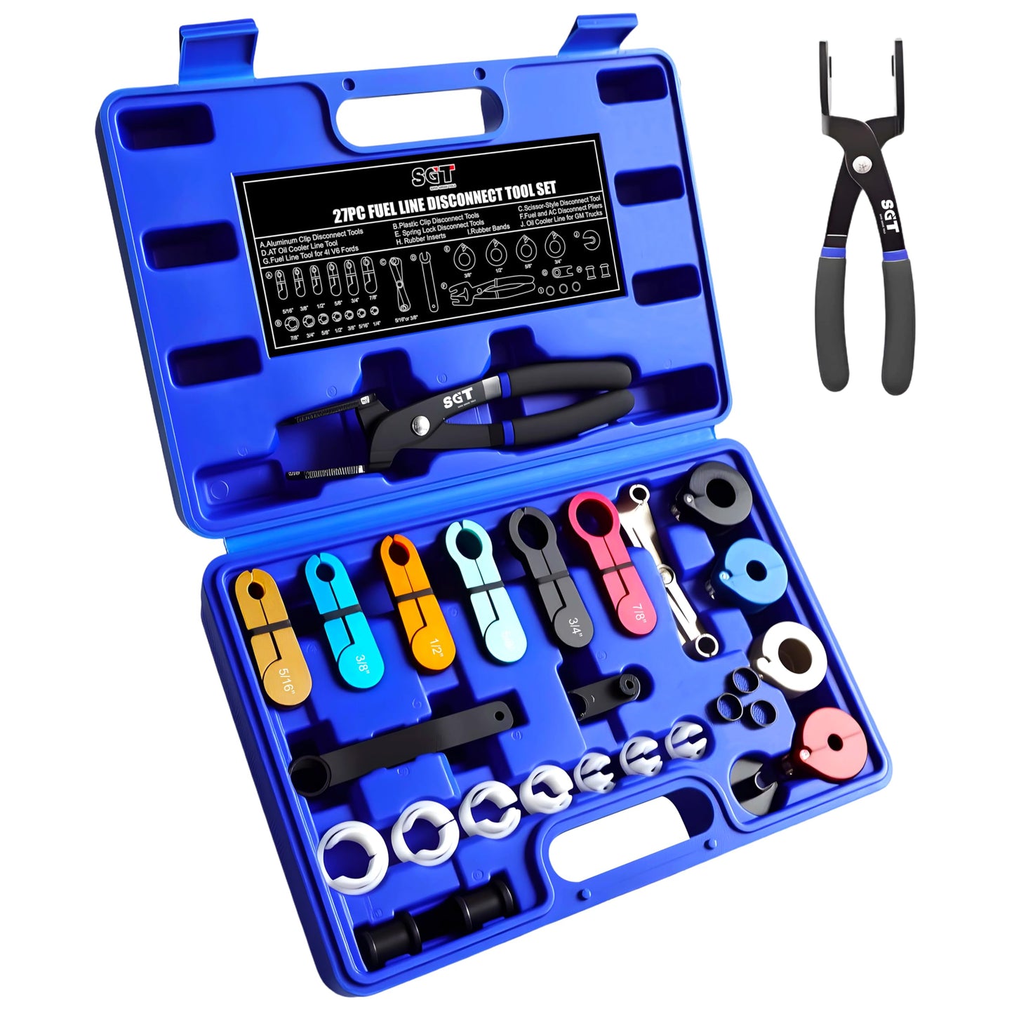 SGT 27pc Master Quick Disconnect Tool Kit, Fuel Line Disconnect Tool Set with Fuel and AC Disconnect Pliers,Fuel Line Removal Tool Set for AC Fuel Line System
