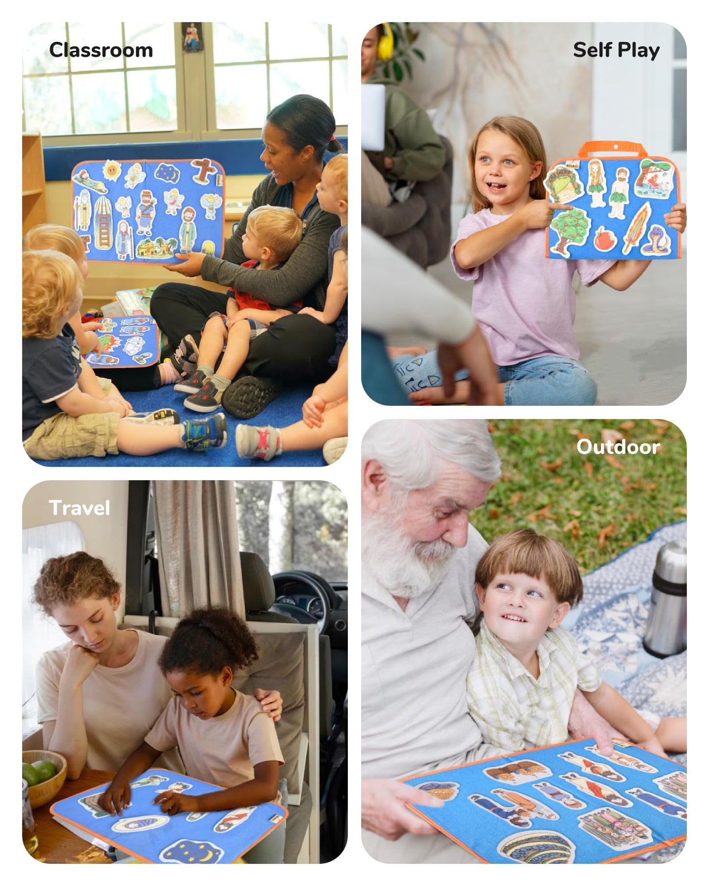 CHEFAN 12 Pack Felt Board Bible Stories Pieces，Flannel Board Stories for Preschool Activities Included a Felt Bag