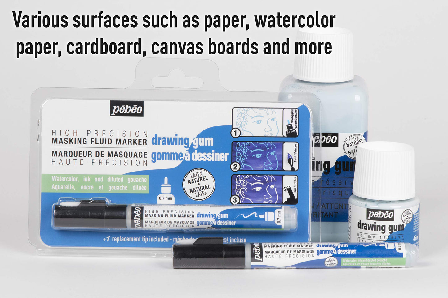 PEBEO Easy Peel Liquid Latex Masking Fluid - Drawing Gum, Dries Quickly, for Ink, Watercolor, Gouache Painting & Illustration, Fine Arts & Crafts Supplies, 250ml Bottle
