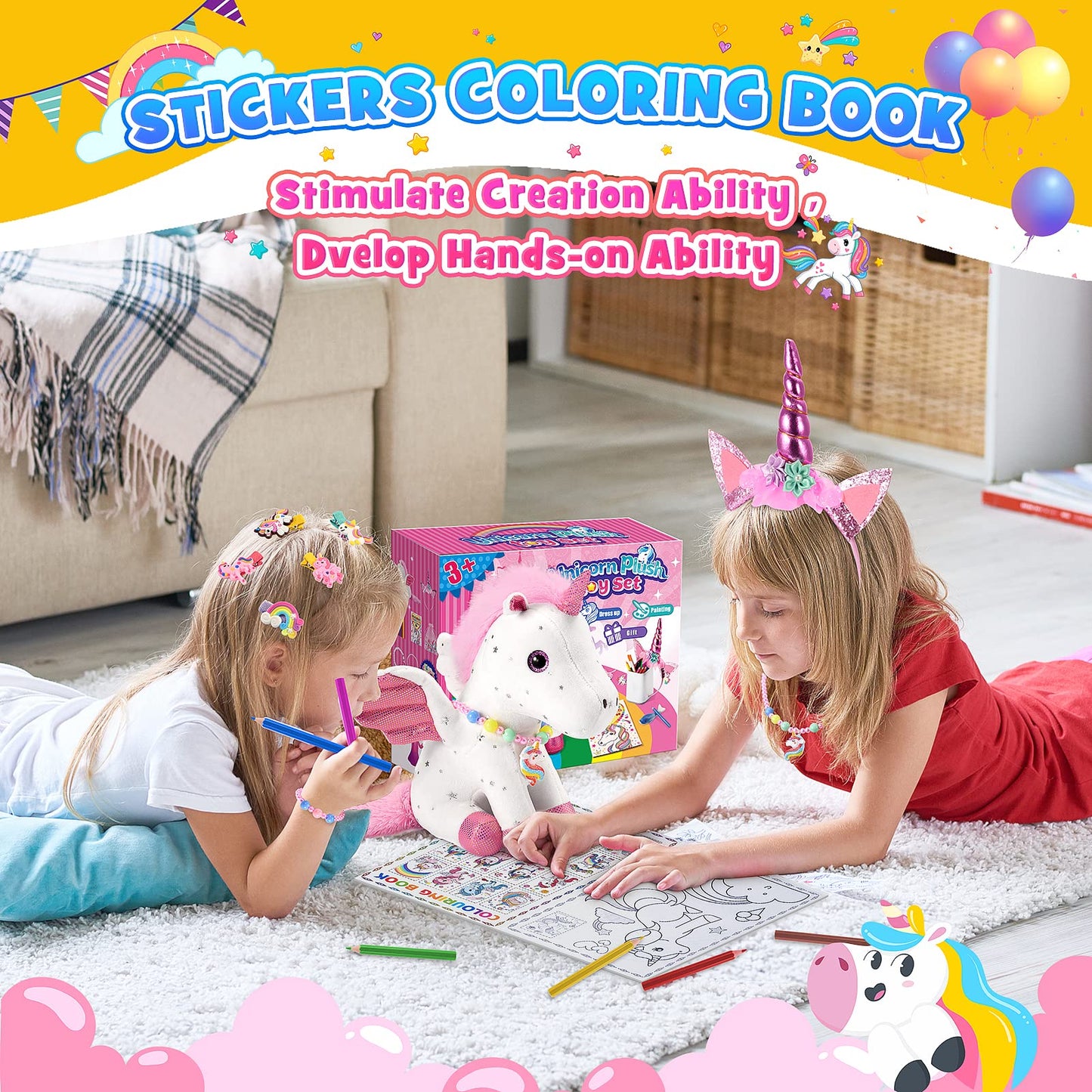 Gifts for 3-8 Year Old Girls, Luckades Stuffed Animal Unicorn Toys for Girls Age 3-8 Unicorn Birthday Decorations Plush Toys for Girls Age 3-8 Girls Toys Age 3-8