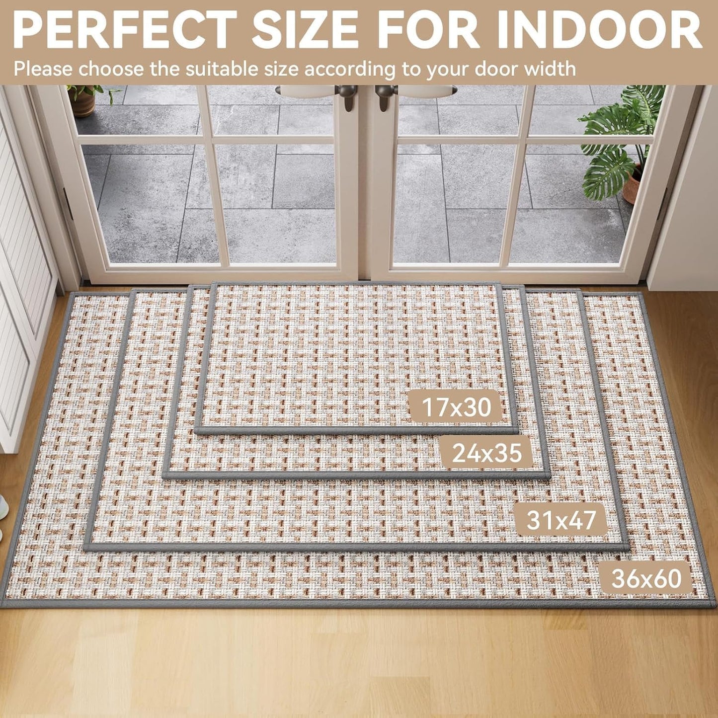 YDKGL Indoor Door Mat 24x72 Dirt Resistant and Absorbent, Non-Slip Rubber Backing Floor Mats, Easy Clean Low-Profile Doormat for Entryway, Front Door, Inside Entrance Gray