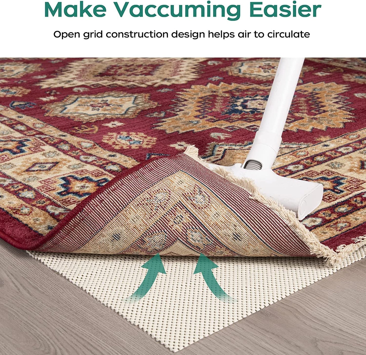 BAGAIL BASICS Non Slip Rug Pad Gripper 10 x 14 Feet Extra Thick Carpet Pads for Area Rugs and Hardwood Floors, Keep Your Rugs Safe and in Place