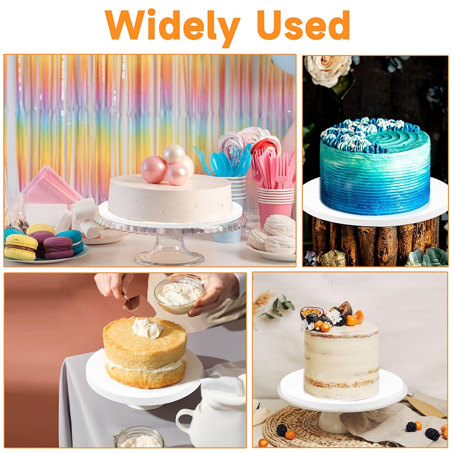 12 Pack Cake Drums, 12 Inch Cake Boards Round Cake Base Board, Cake Corrugated Cardboard Sturdy Cake Base Thick Cake Boards for Wedding Birthday Party