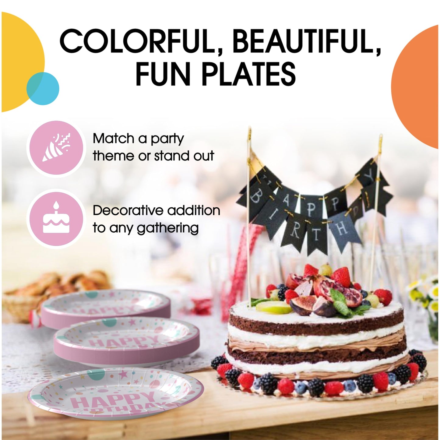 Exquisite Pink Birthday Paper Plates Disposable Heavy Duty 100 Pcs - 50-7" & 50-9" Pink Birthday Plates For Party Heavy Duty Paper Plate 350 GSM Party Supplies Plate Set