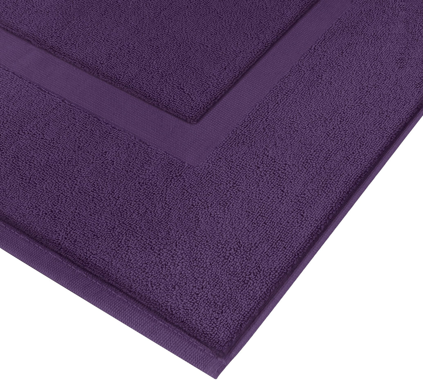 Utopia Towels Cotton Banded Bath Mats, 2 Pack, Not a Bathroom Rug, 21 by 34 Inches, 100% Ring Spun Cotton, Highly Absorbent Shower Bathroom Floor Towel, Plum