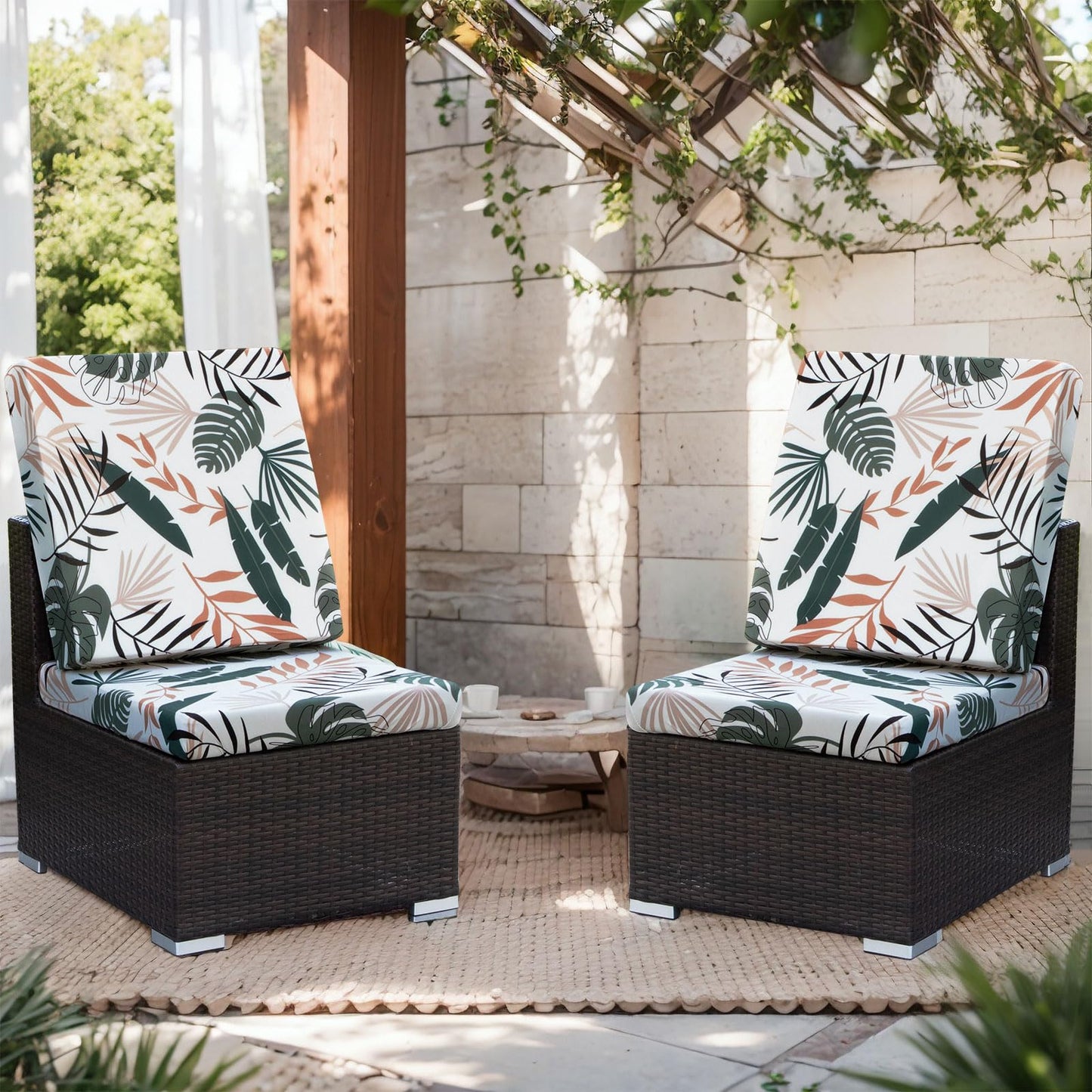 8 Pcs Outdoor Couch Covers, Patio Sofa Cushion Covers-Stretch Print Slipcovers,Washable Sofa Chair Seat Cushions Slipcovers for Indoor & Outdoor Furniture