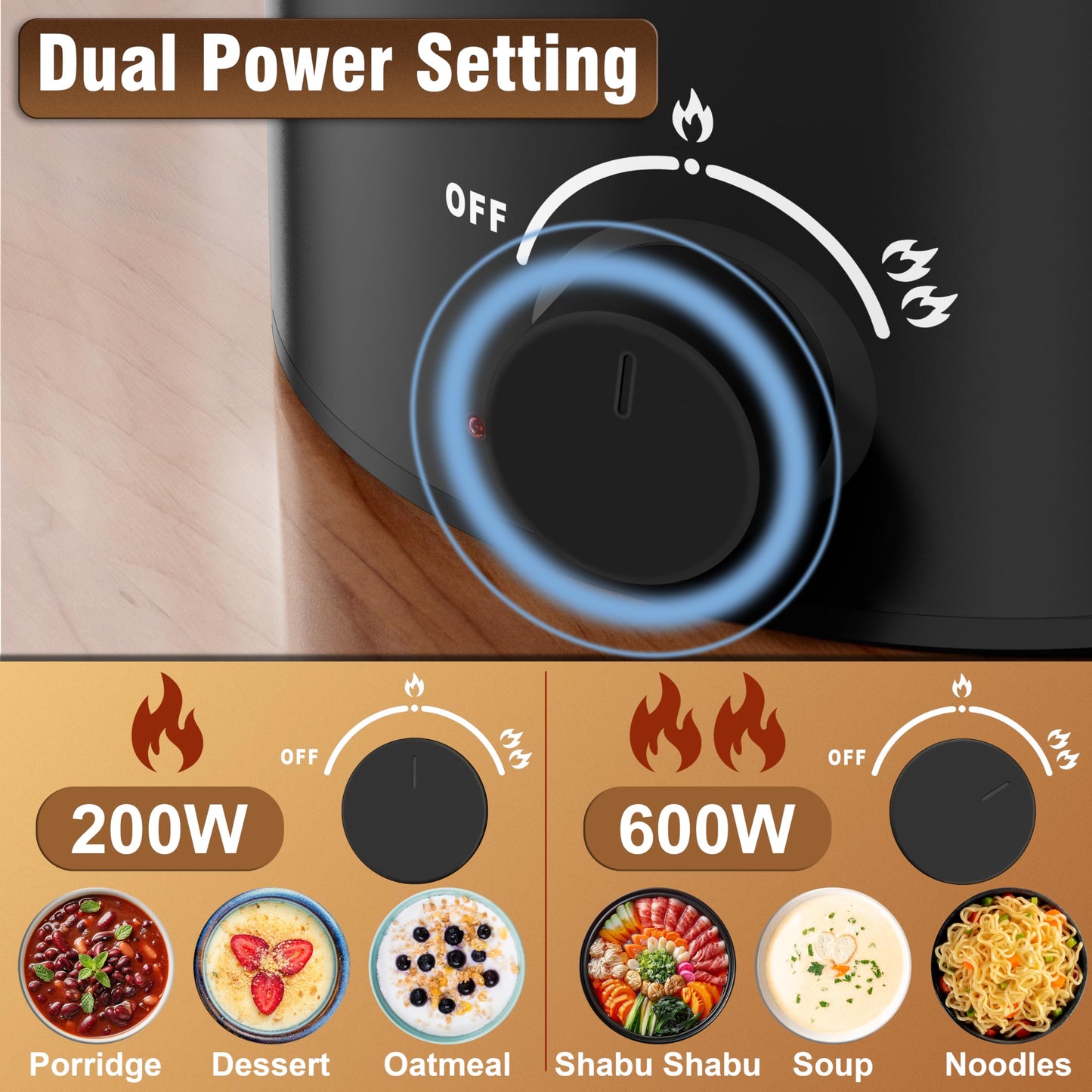 TOPWIT Hot Pot Electric, 1.6L Ramen Cooker, Multifunctional Electric Cooker for Pasta, Shabu-Shabu, Oatmeal, Soup and Egg with Over-Heating Protection, Boil Dry Protection, Black